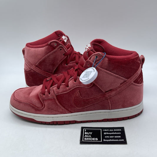 Size 12 - Nike SB Dunk PRM High Red Velvet Suede (313171-661)