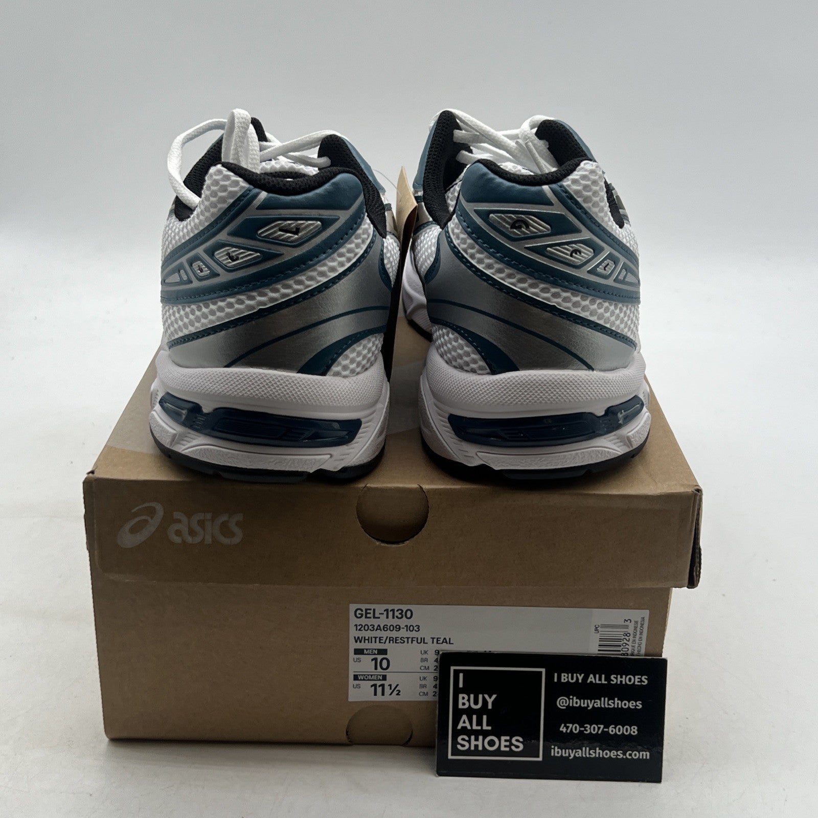 Size 10 - ASICS Gel 1130 White Restful Teal (1203A609-103)