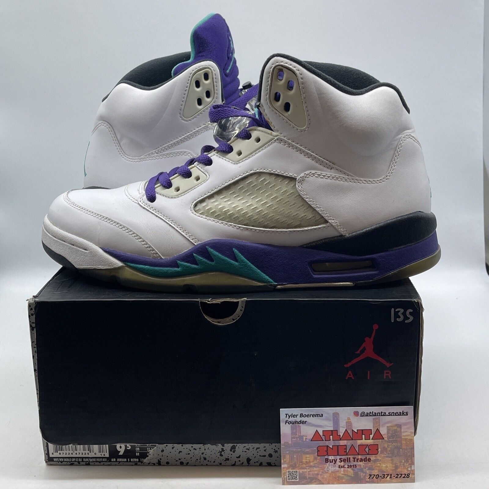 Size 9.5 - Jordan 5 Grape Purple Aqua Black White Leather (136027-108)