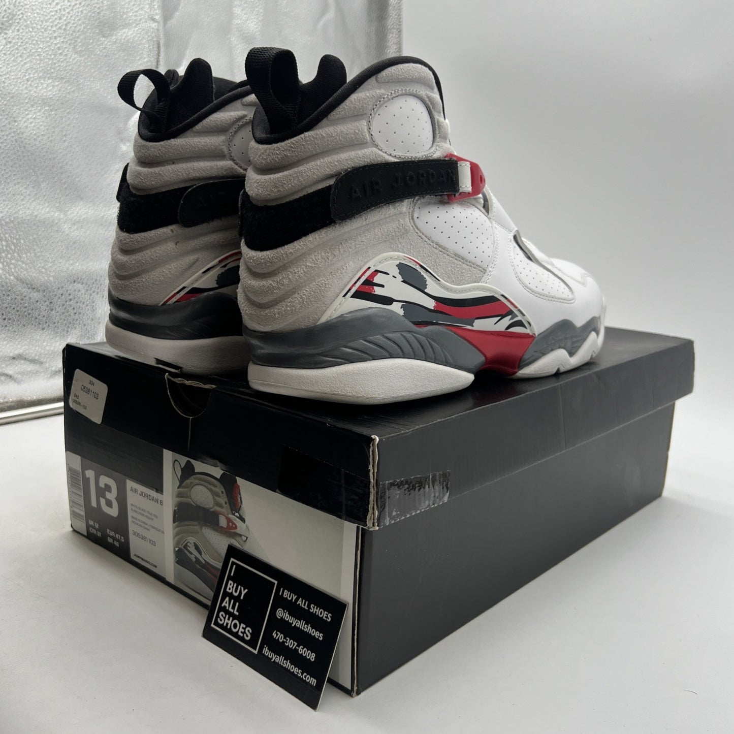 Size 13 - Air Jordan 8 Retro White 2013 (305381-103)