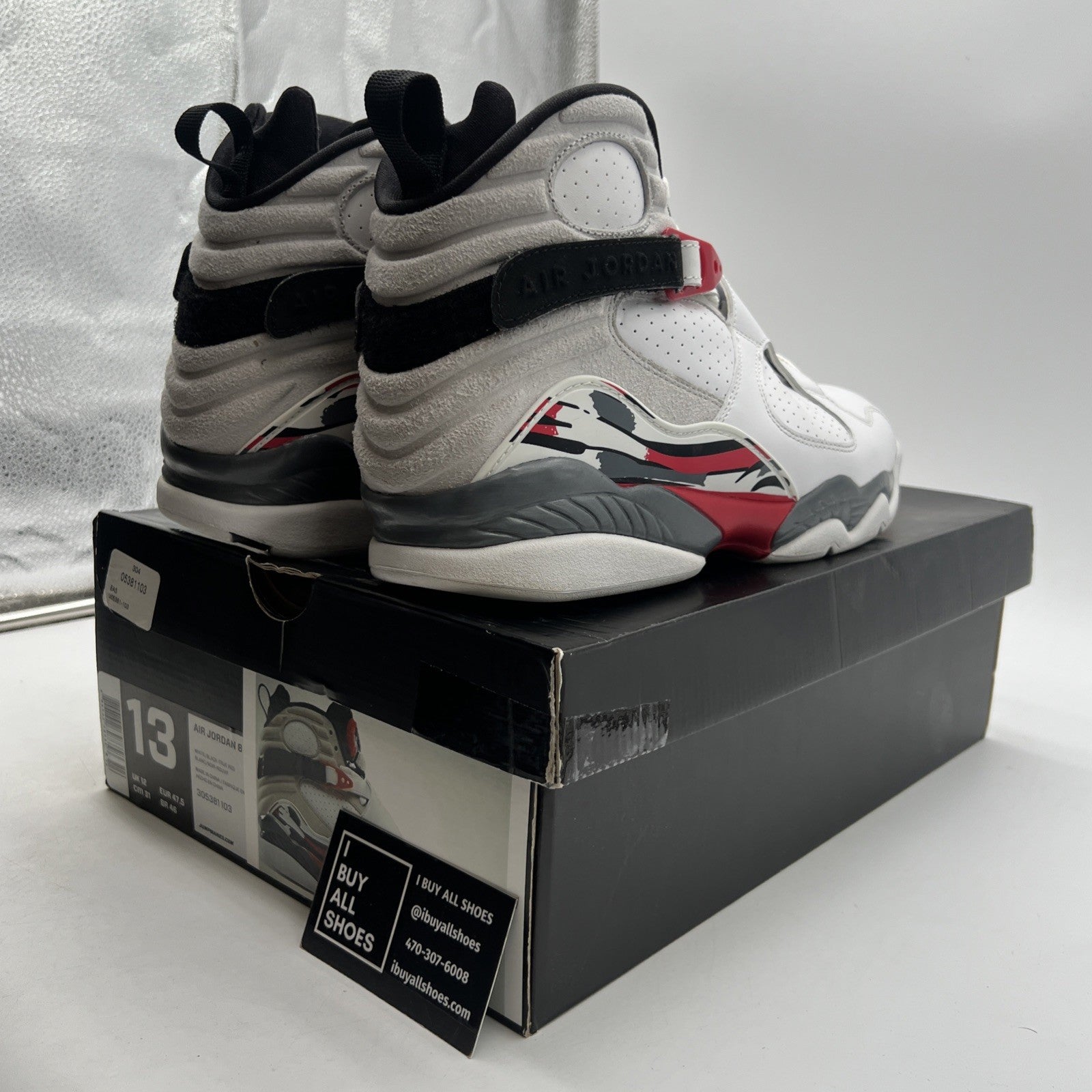 Size 13 - Air Jordan 8 Retro White 2013 (305381-103)