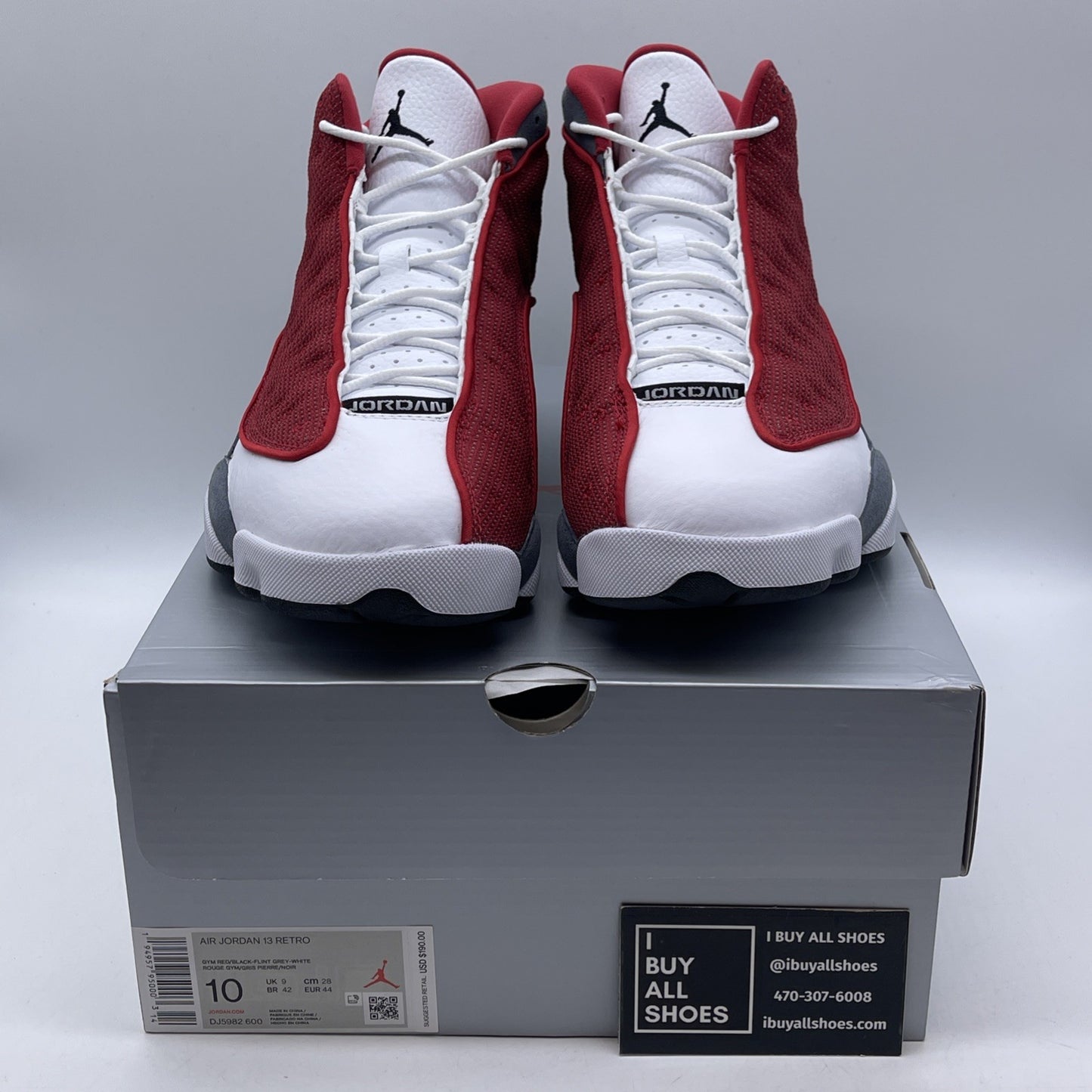 Size 10 - Jordan 13 Red White Grey Suede (DJ5982600)