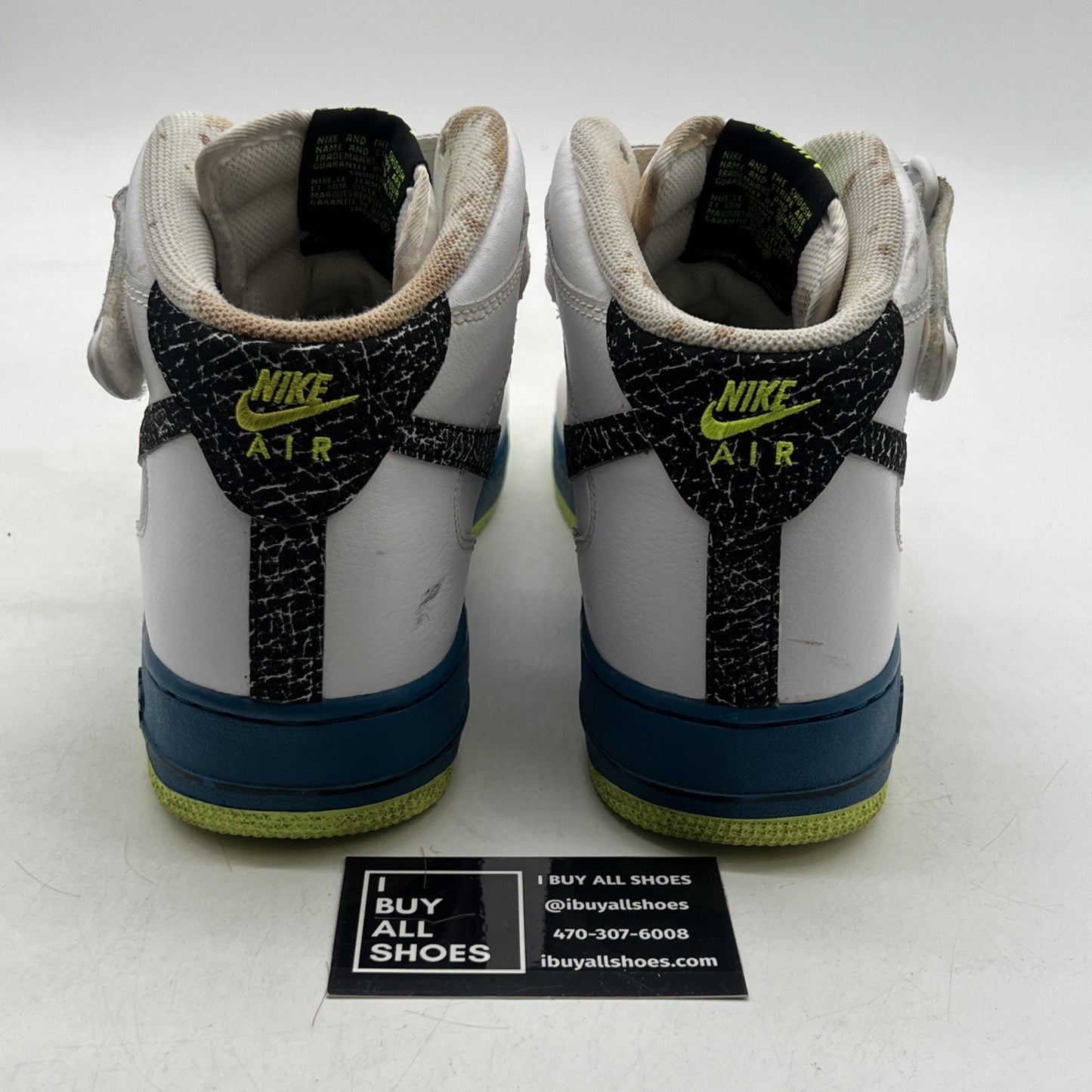 Size 11 - Nike Air Force 1 '07 Mid White Abyss Volt (315123-123)