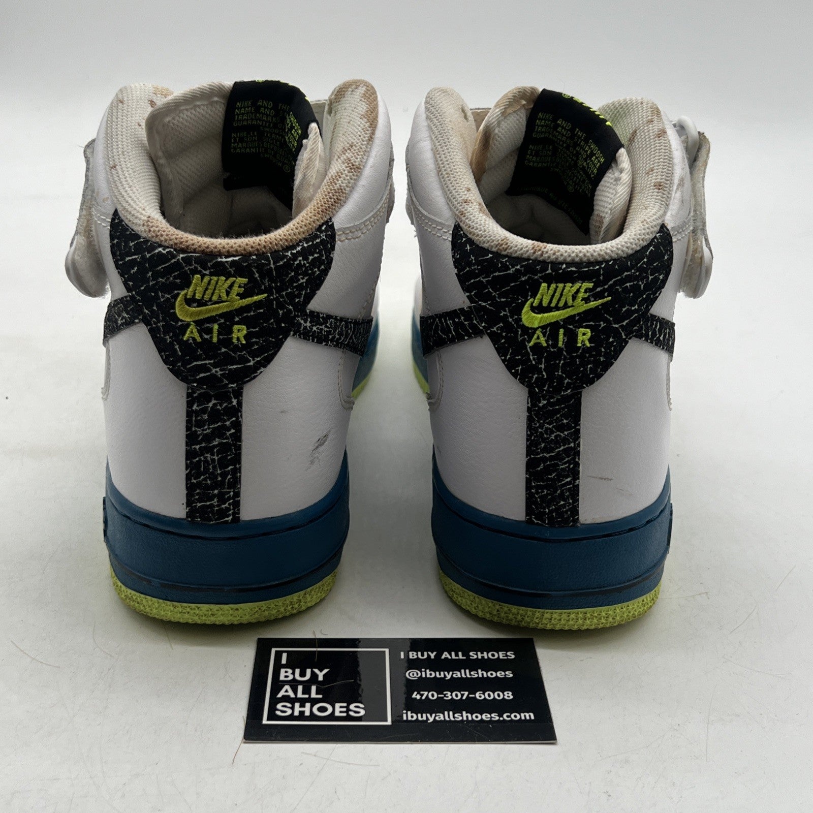 Size 11 - Nike Air Force 1 '07 Mid White Abyss Volt (315123-123)