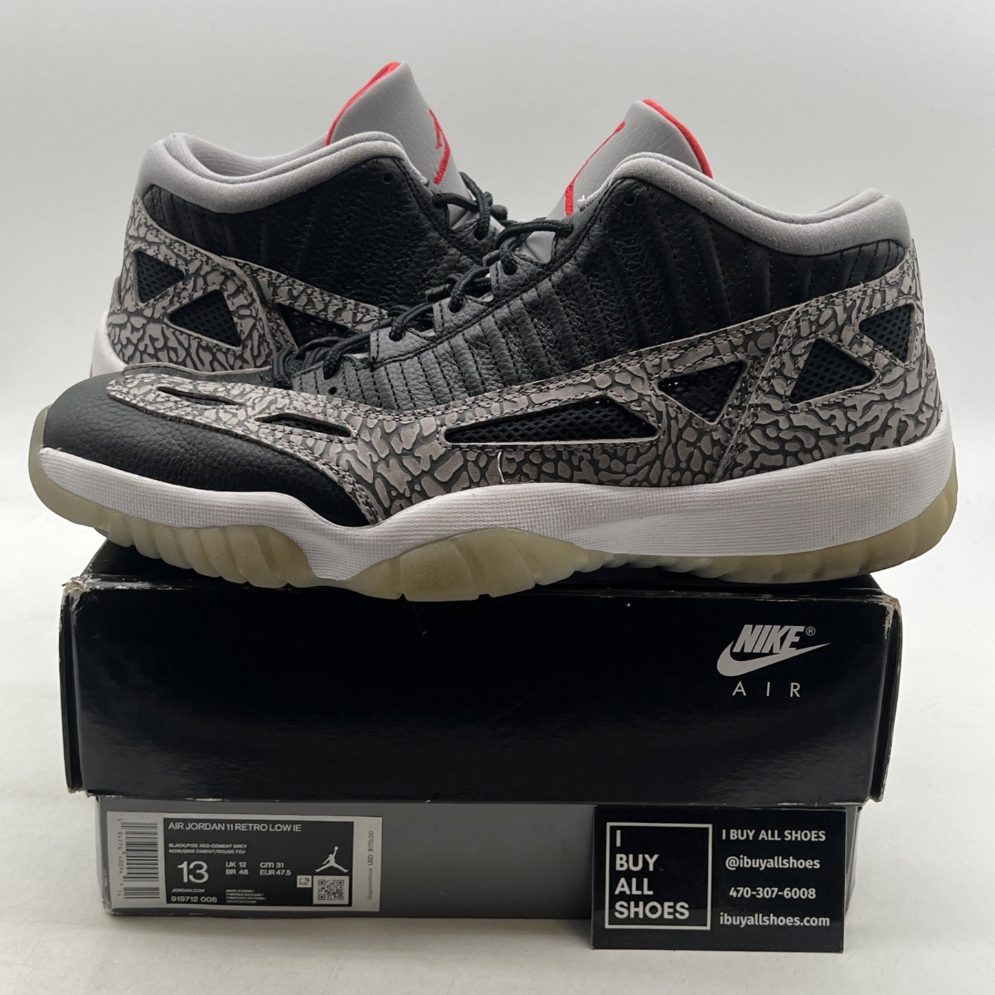 Size 13 - Air Jordan 11 Retro IE Low Black Cement (919712-006)