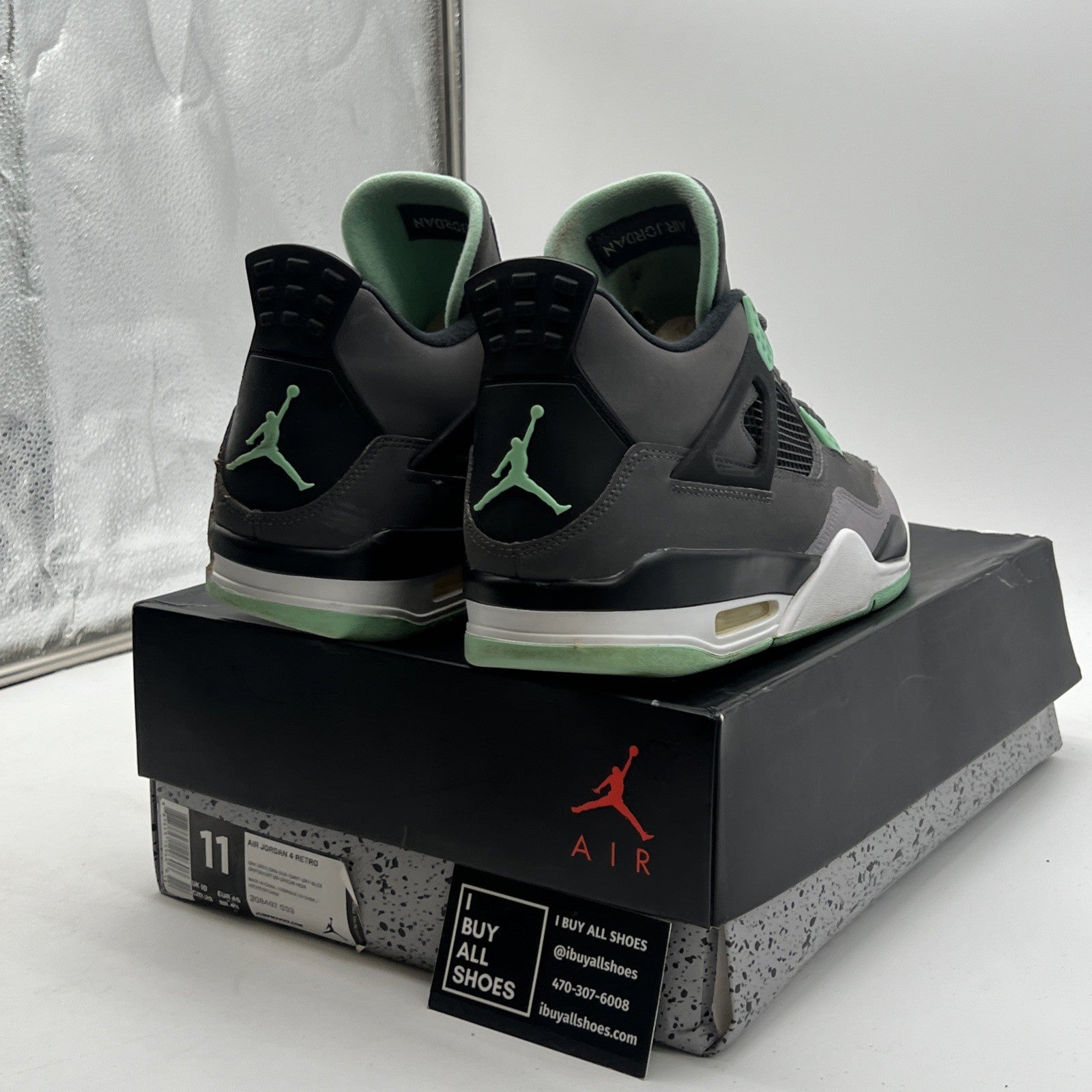 Size 11 - Air Jordan 4 Retro Green Glow 2013 (308497-033)