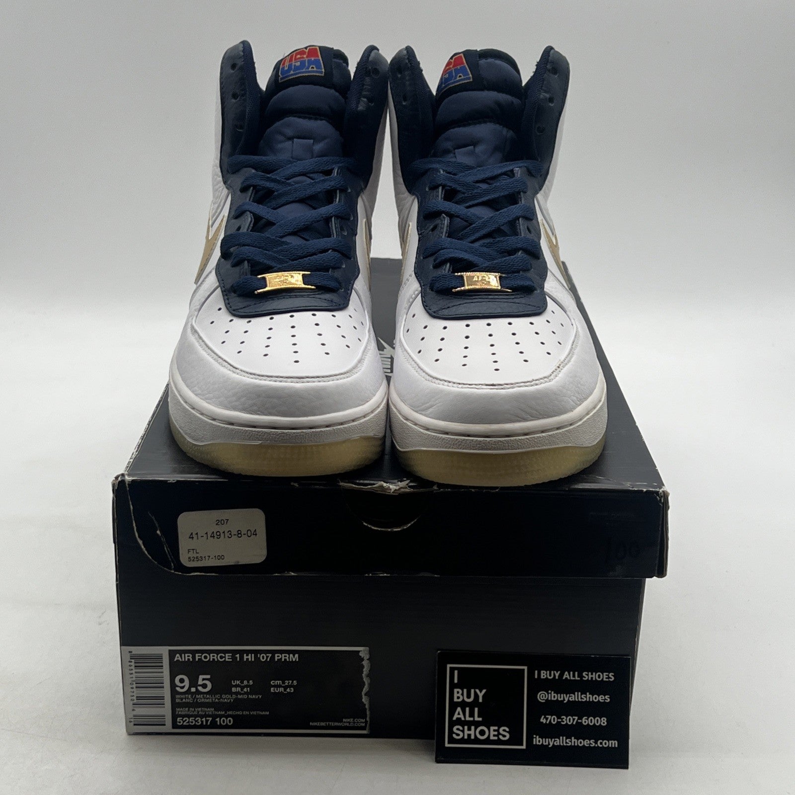 Size 9.5 - Nike Air Force 1 Premium High USA Olympic (525317-100)