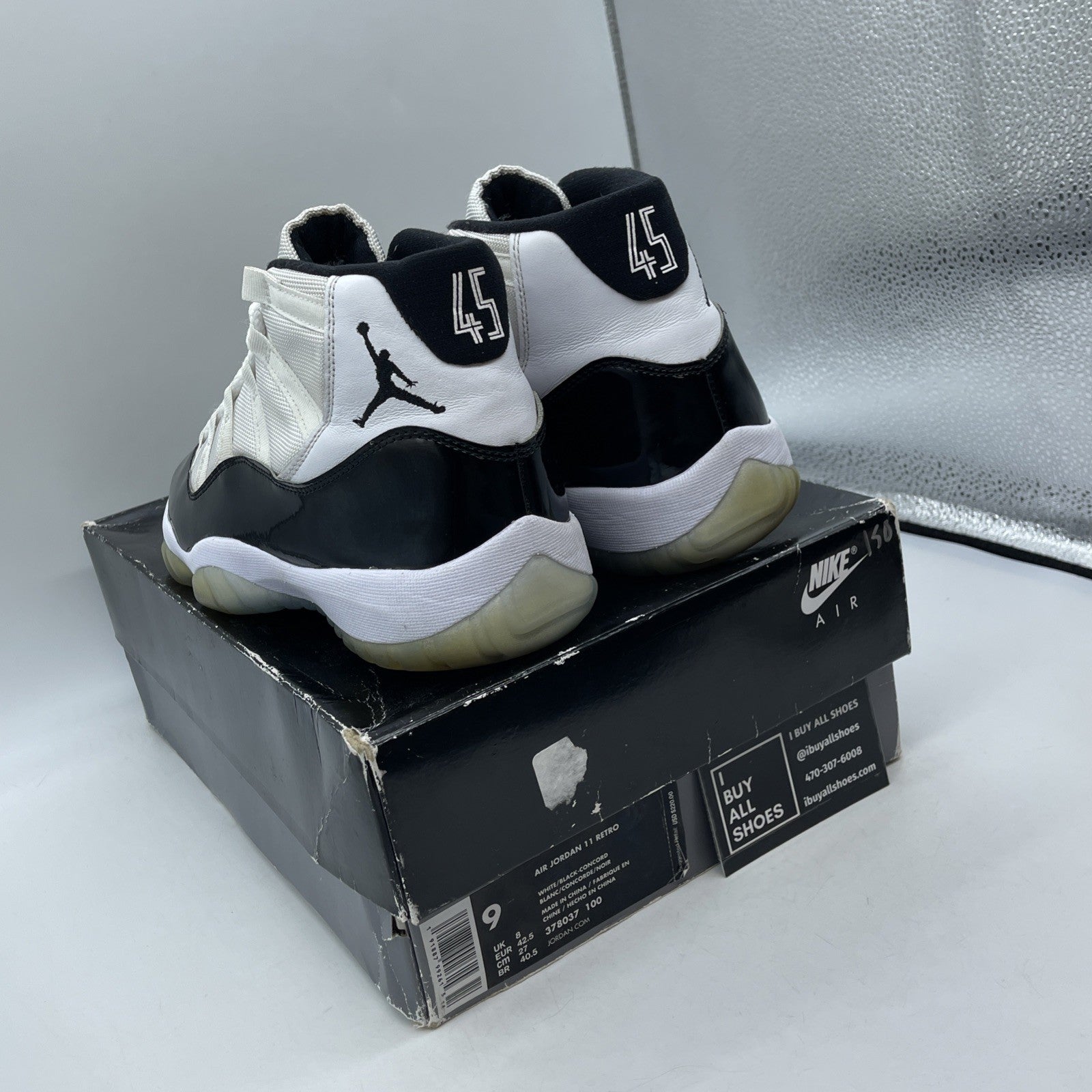 Size 9 - Jordan 11 Retro High Concord Black White Leather (378037-100)