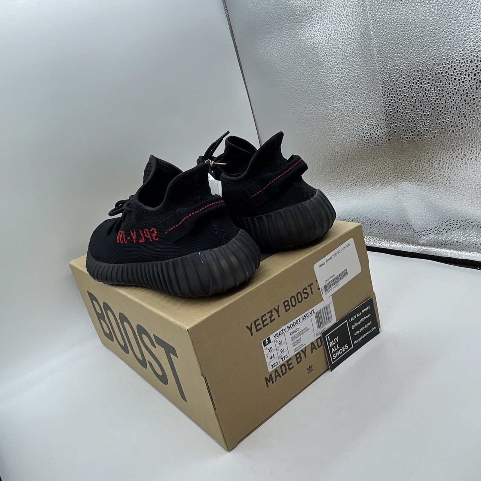 Size 10 - adidas Yeezy Boost 350 V2 Low Bred Black Red Suede (CP9652)