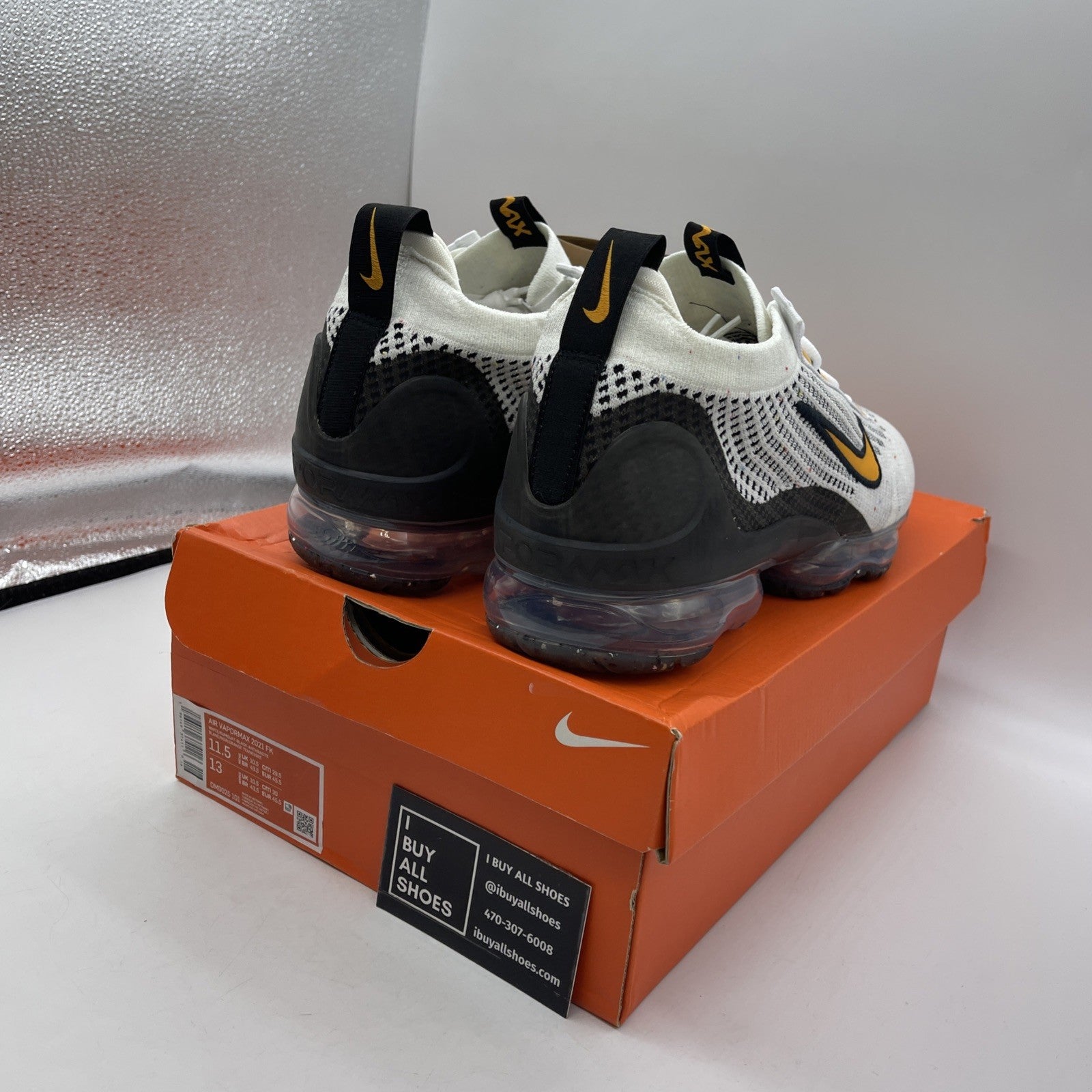 Size 11.5 - Nike Air VaporMax 2021 Flyknit White Kumquat Suede (DM0025-101)