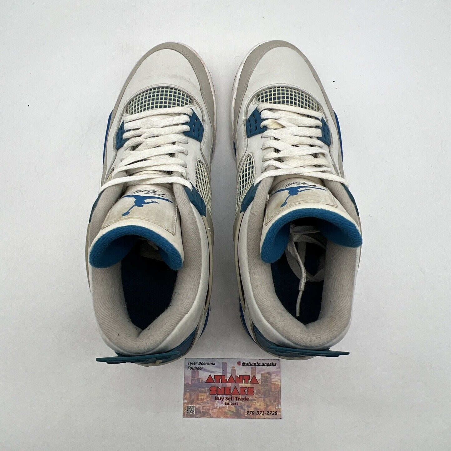 Size 10.5 - Jordan 4 Retro Military Blue 2012 White Blue Grey (308497-105)