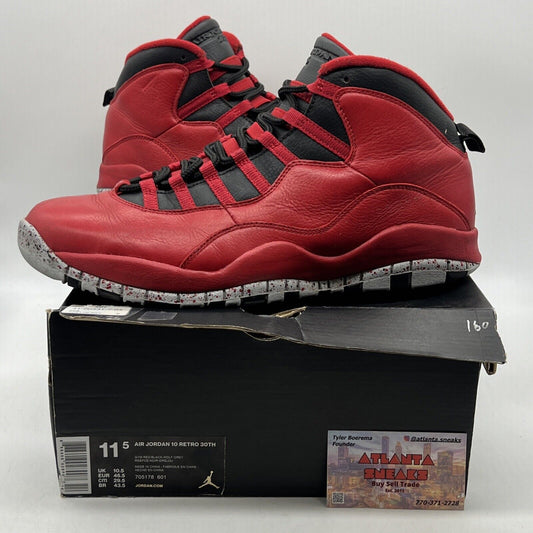 Size 11.5 - Air Jordan 10 Retro Bulls Over Broadway Red Black Leather 705178-601