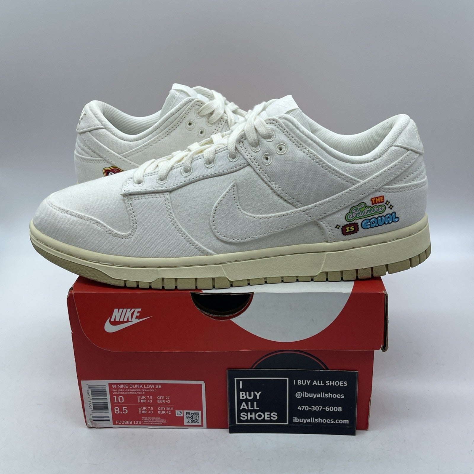 Size 10W - Nike Dunk SE Low The Future is Equal White Suede (FD0868-133)