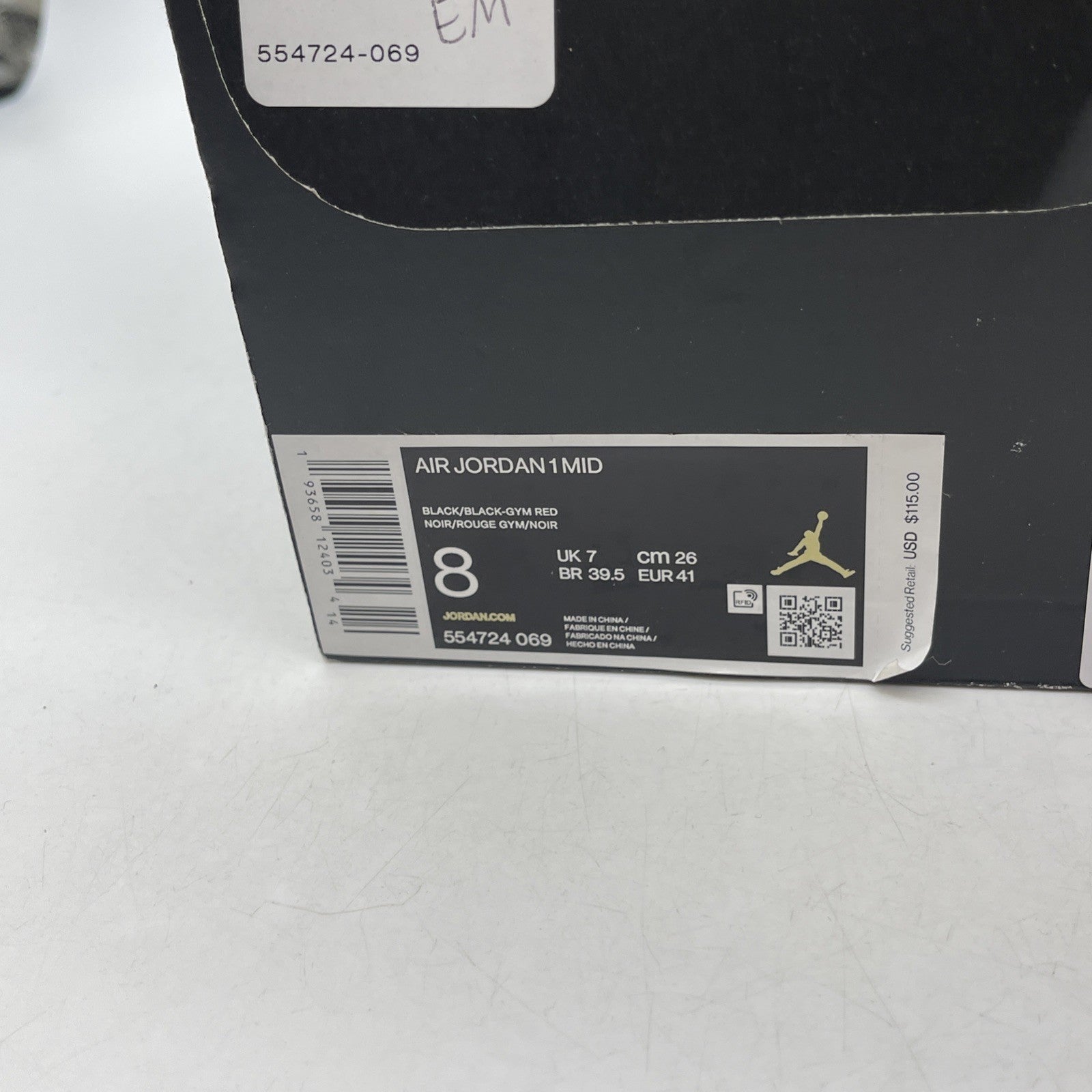 Size 8 - Air Jordan 1 Mid Chicago Black Toe 2020 (554724-069)