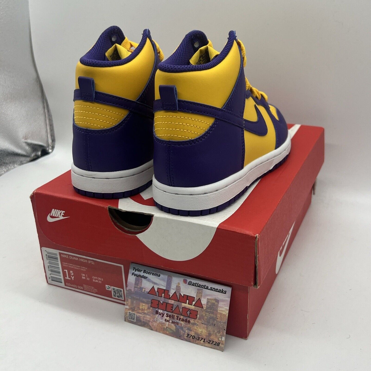 NIKE DUNK HIGH (PS) LAKERS COURT PURPLE DZ4455 500 Size 1.5Y Brand New Og All