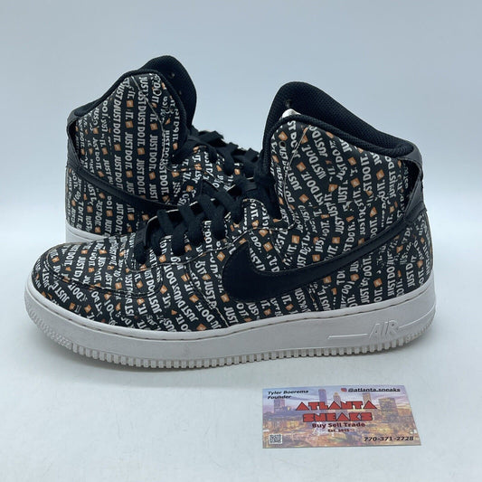Size 9.5 - Nike Air Force 1 '07 LV8 High Just Do It Black White (AQ9648-001)