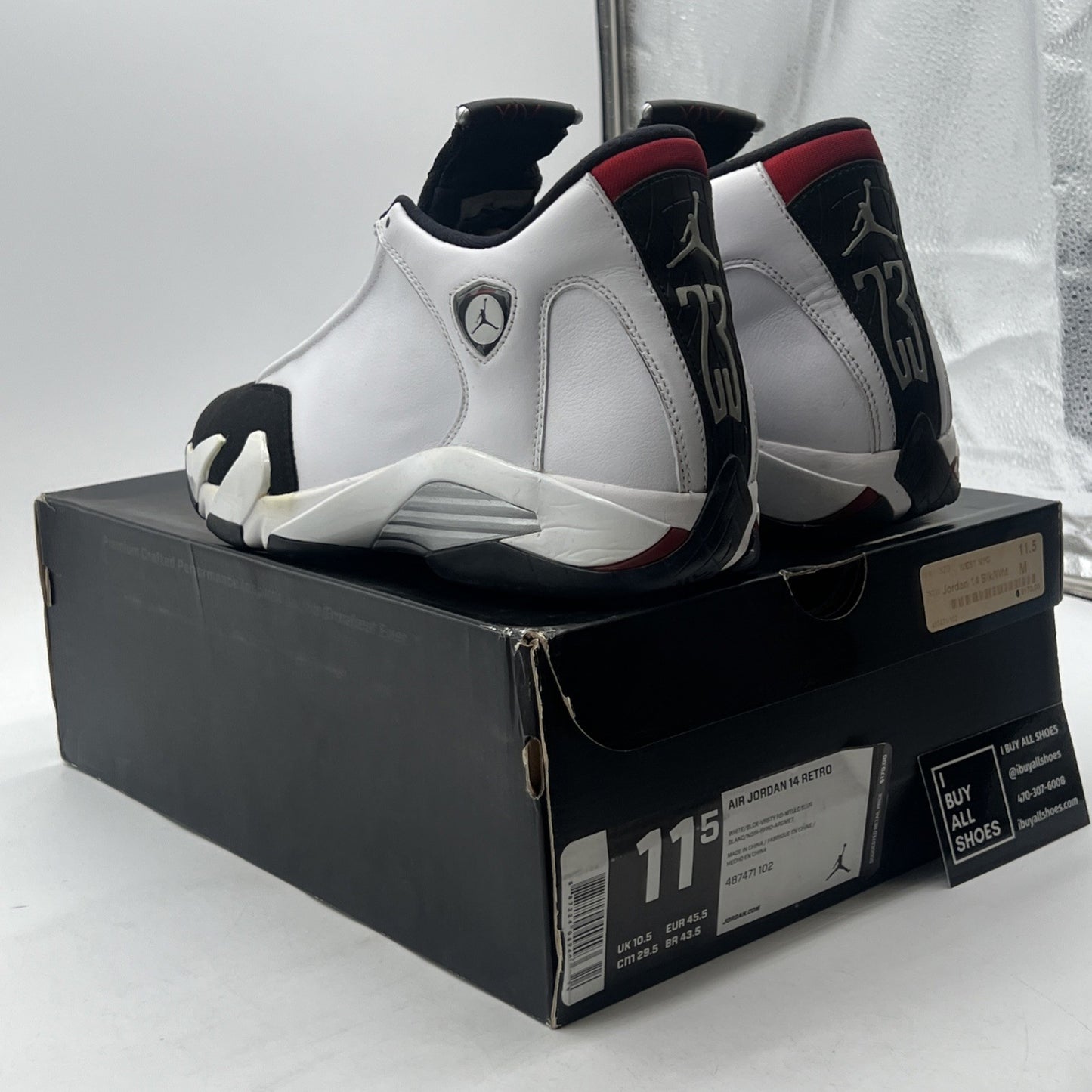 Size 11.5 - Air Jordan 14 Retro 2014 Black Toe (487471-102)