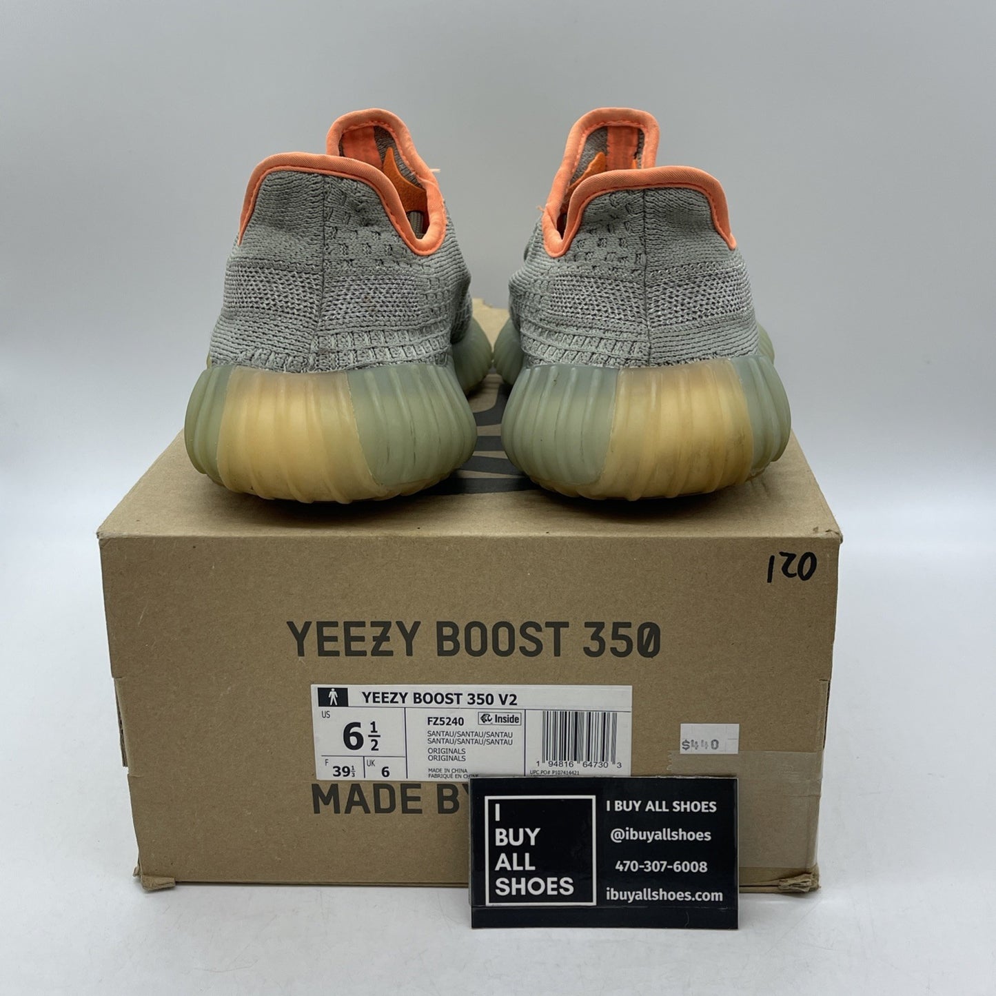 Size 6.5 - Yeezy Boost 350 V2 Sand Taupe Green Orange Suede (FZ5240)
