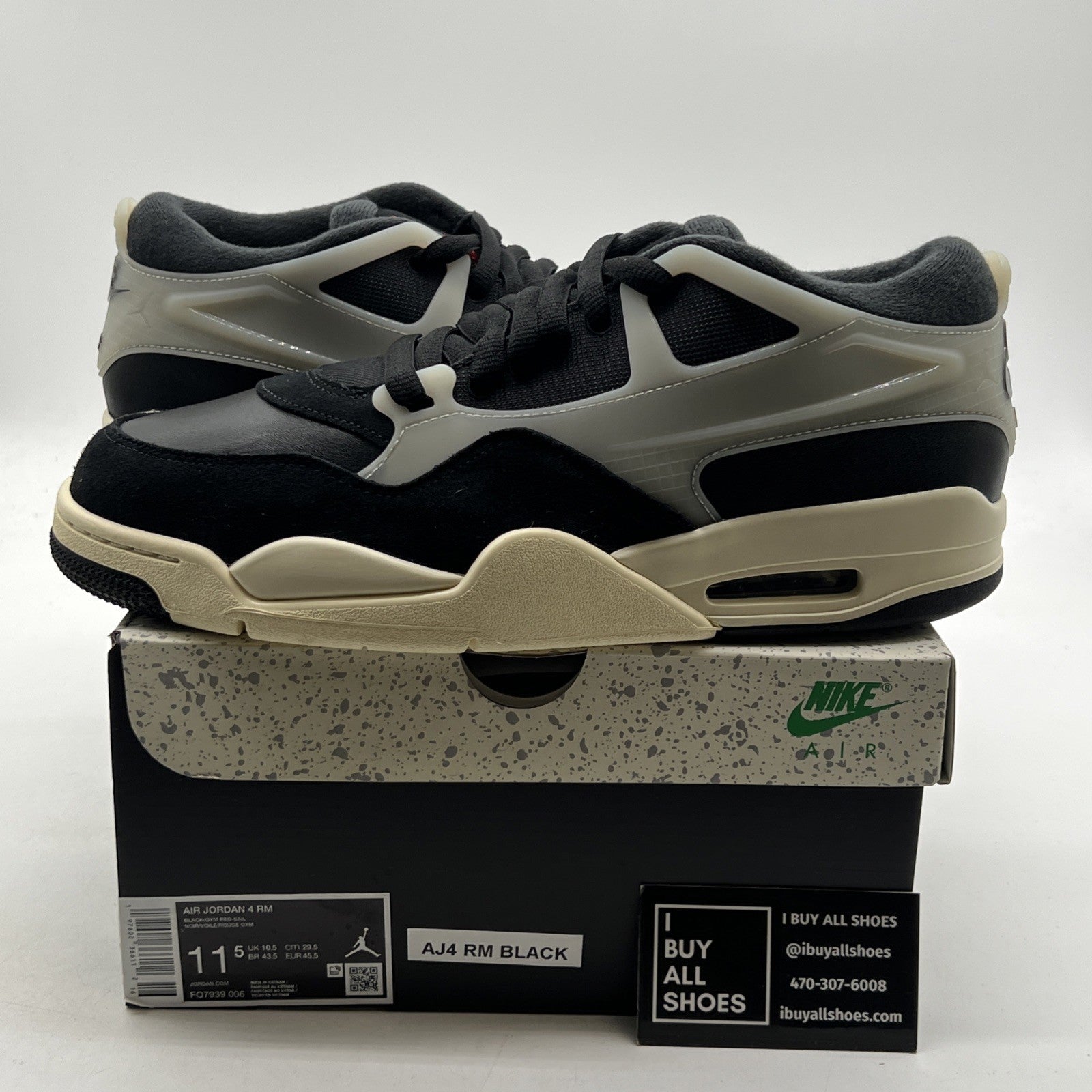 Size 11.5 - Air Jordan 4 RM Black Sail (FQ7939-006)