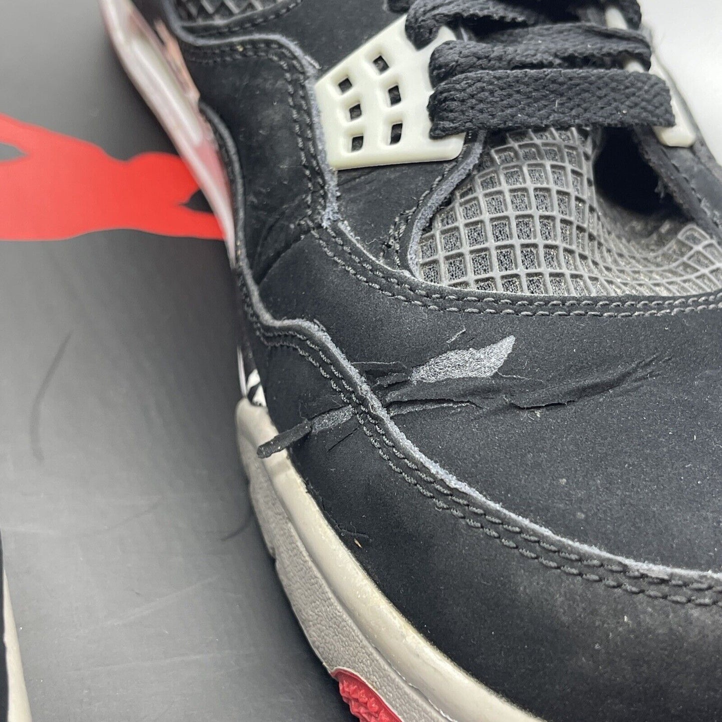 Size 10 - Jordan 4 Retro bred release 2012 Black Grey Suede Leather (308497-089)
