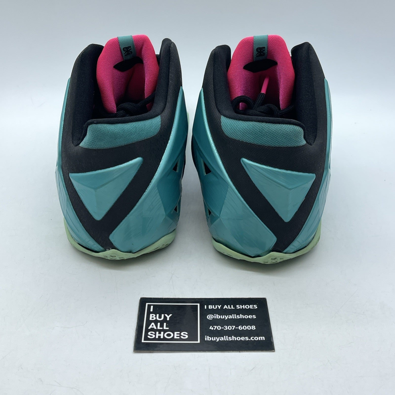 Size 10.5 - Nike LeBron 11 South Beach Blue Black Leather (616175-330)