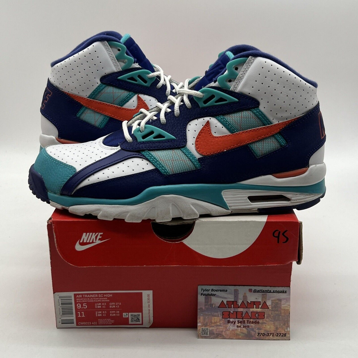 Size 9.5 - Nike Air Trainer SC High Miami Dolphins Purple Leather (CW6023-401)