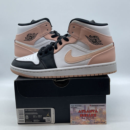 Size 8 - Air Jordan 1 Mid Crimson Tint White Orange Black Leather (554724-133)