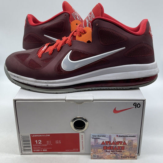 Size 12 - Nike LeBron 9 Low Red Grey Orange (510811-600)