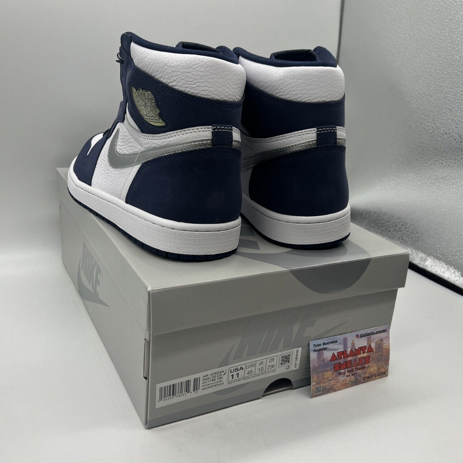 Size 11 - Jordan 1 Retro High CO.JP Midnight Navy Brand New Og All White Silver