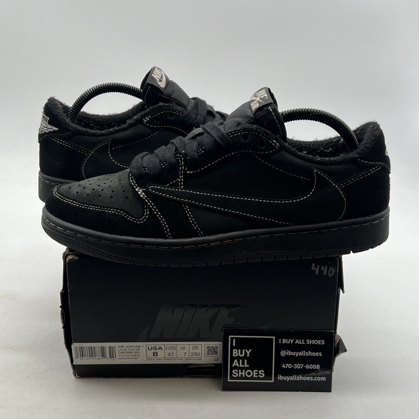 Size 8 - Air Jordan 1 Retro Low OG SP x Travis Scott Black Phantom (DM7866-001)
