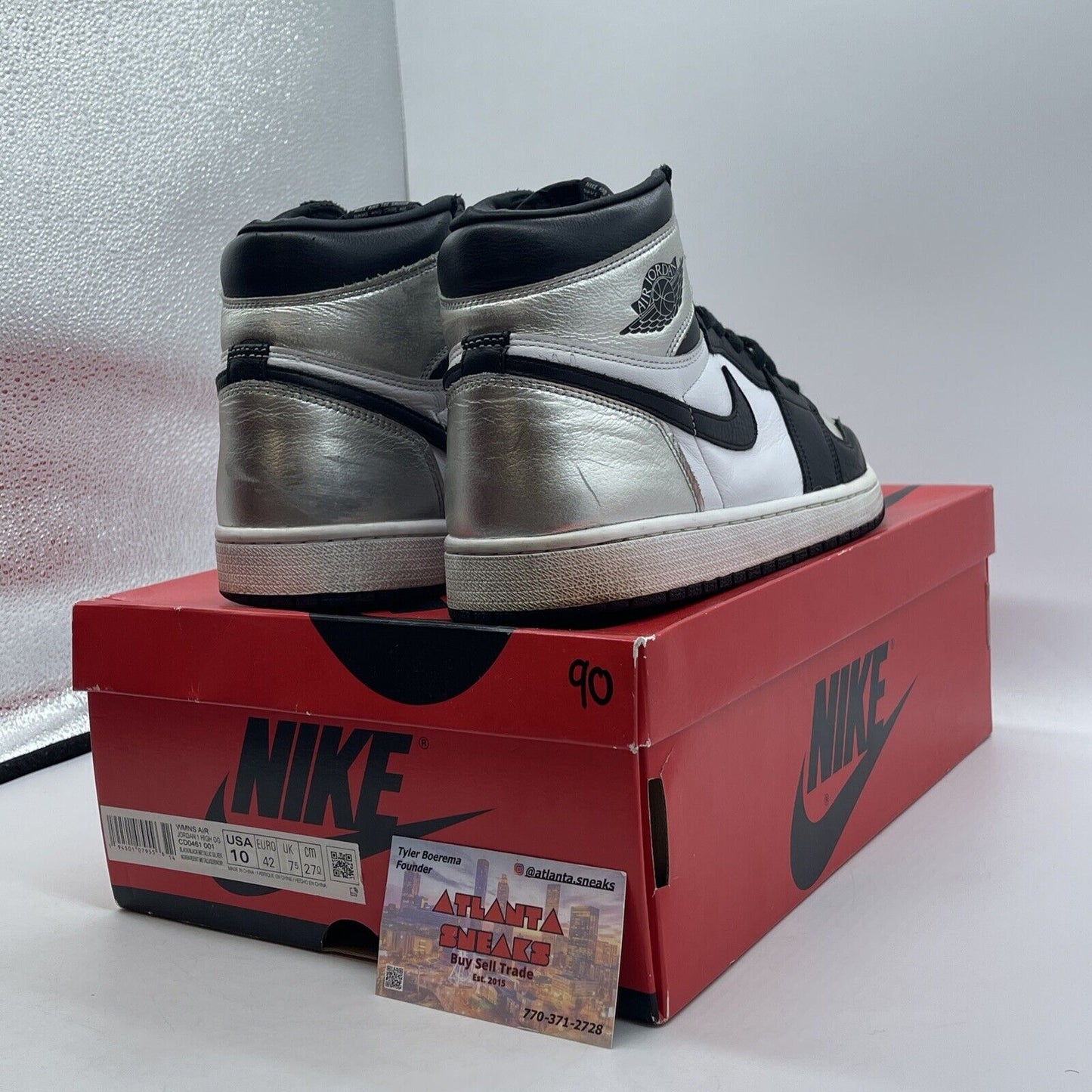 Size 10 - Jordan 1 High OG Metallic Silver Black White (CD0461-001)