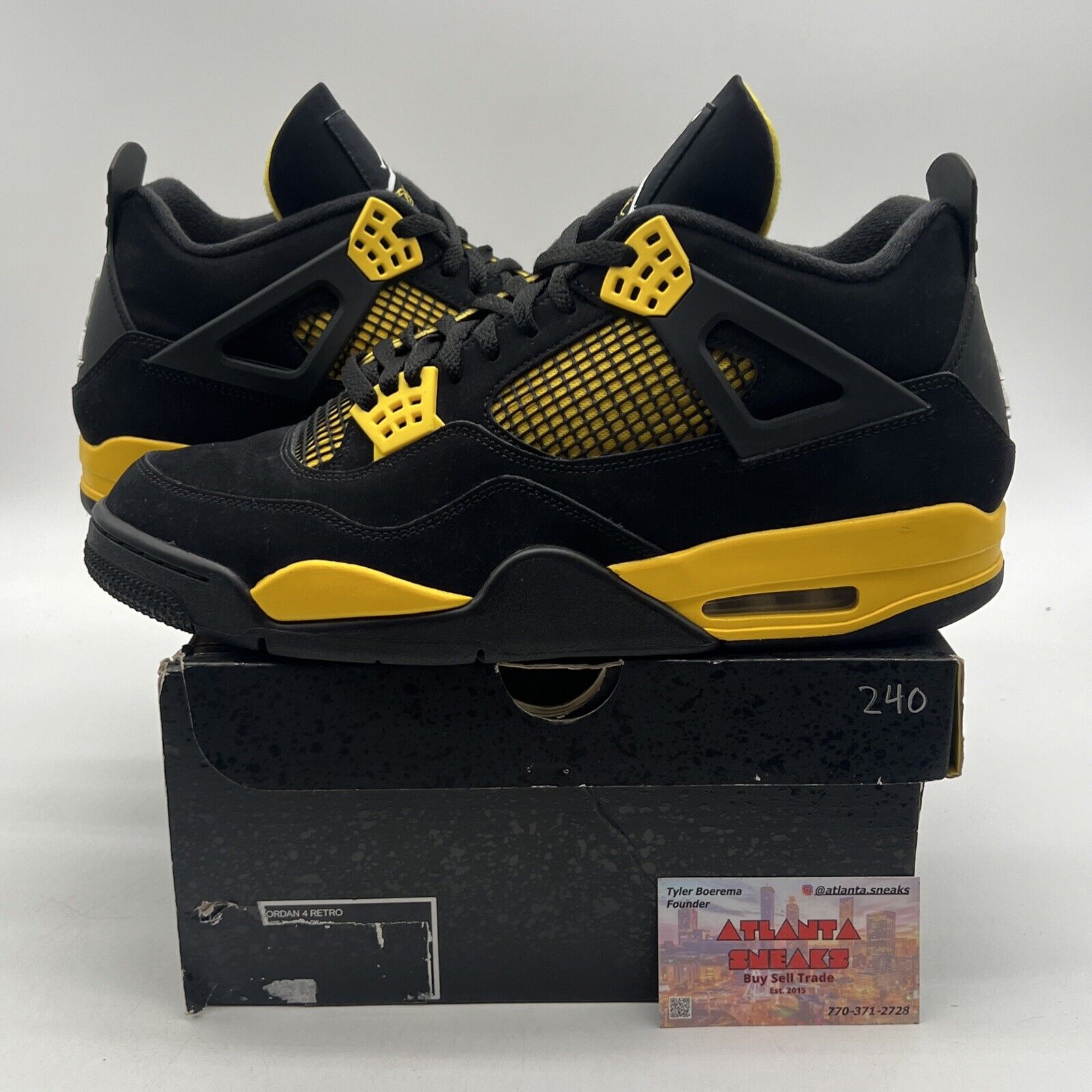 Size 13 - Jordan 4 Retro Mid Thunder Black Yellow Suede (DH6927-017)