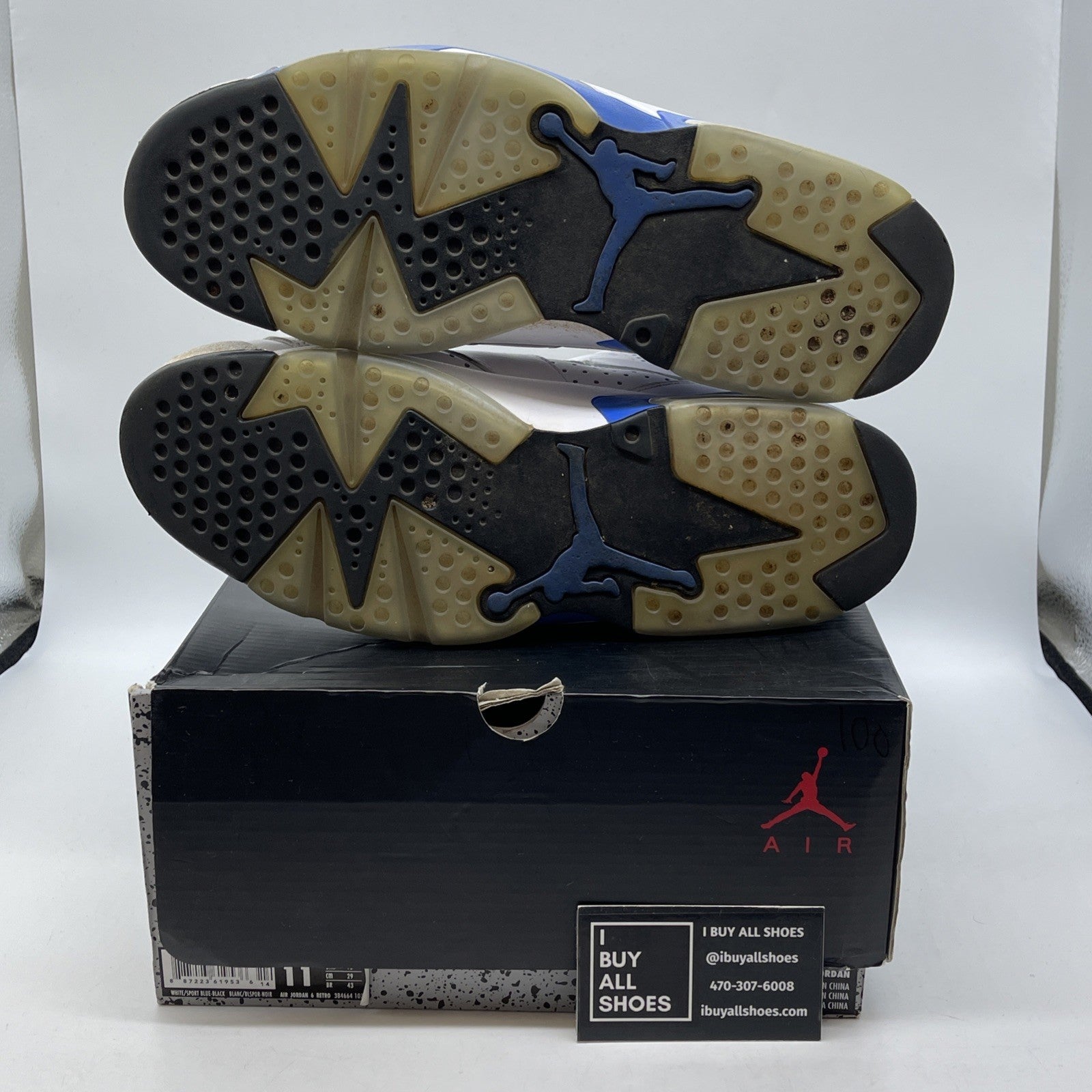 Size 11 - Air Jordan 6 Retro 2014 Sport Blue White Leather (384664-107)
