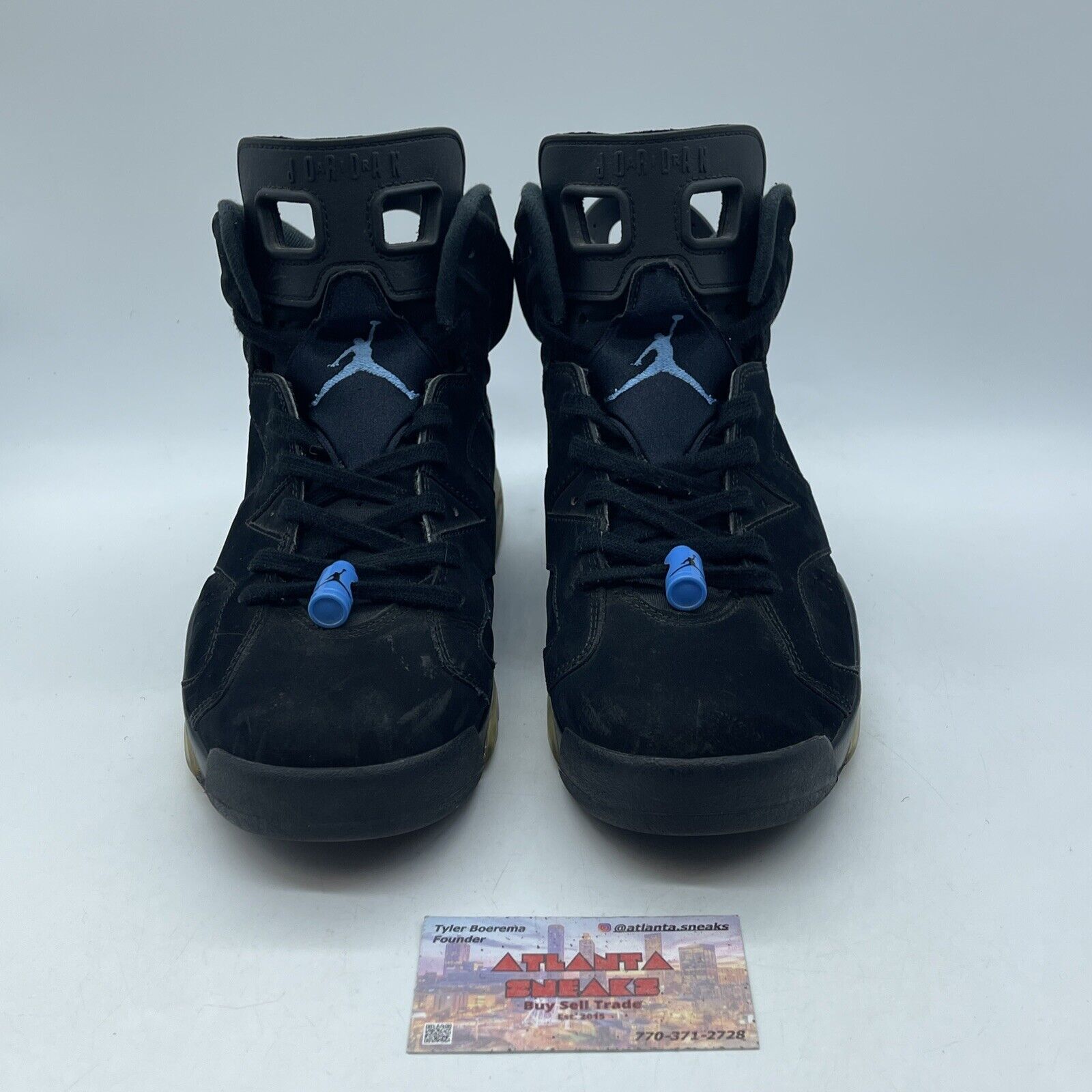 Size 9 - Air Jordan 6 Retro UNC Black Suede Blue Leather (384664-006)