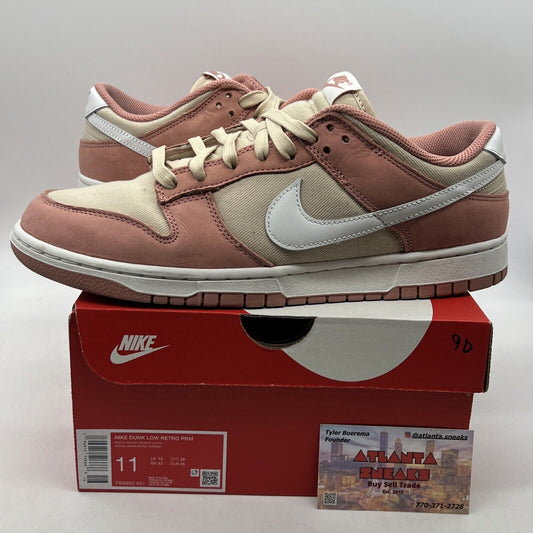 Size 11 - Nike Dunk Premium Low Red Stardust White Tan Leather (FB8896-601)