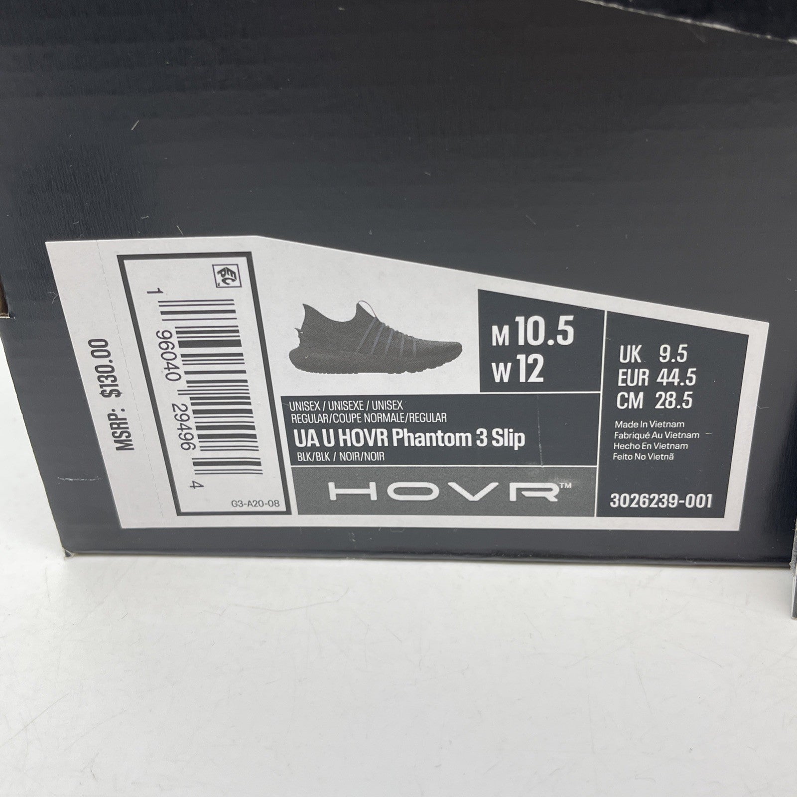 Size 12W - Under Armour HOVR Phantom 3 Slip Triple Black Suede (3026239-001)