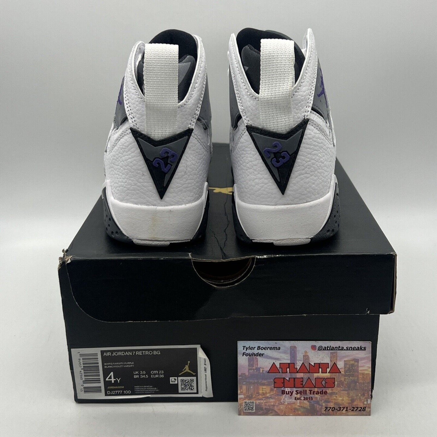 Nike Air Jordan 7 Retro Flint GS White Gray Purple DJ2777-100 Youth Size 4Y