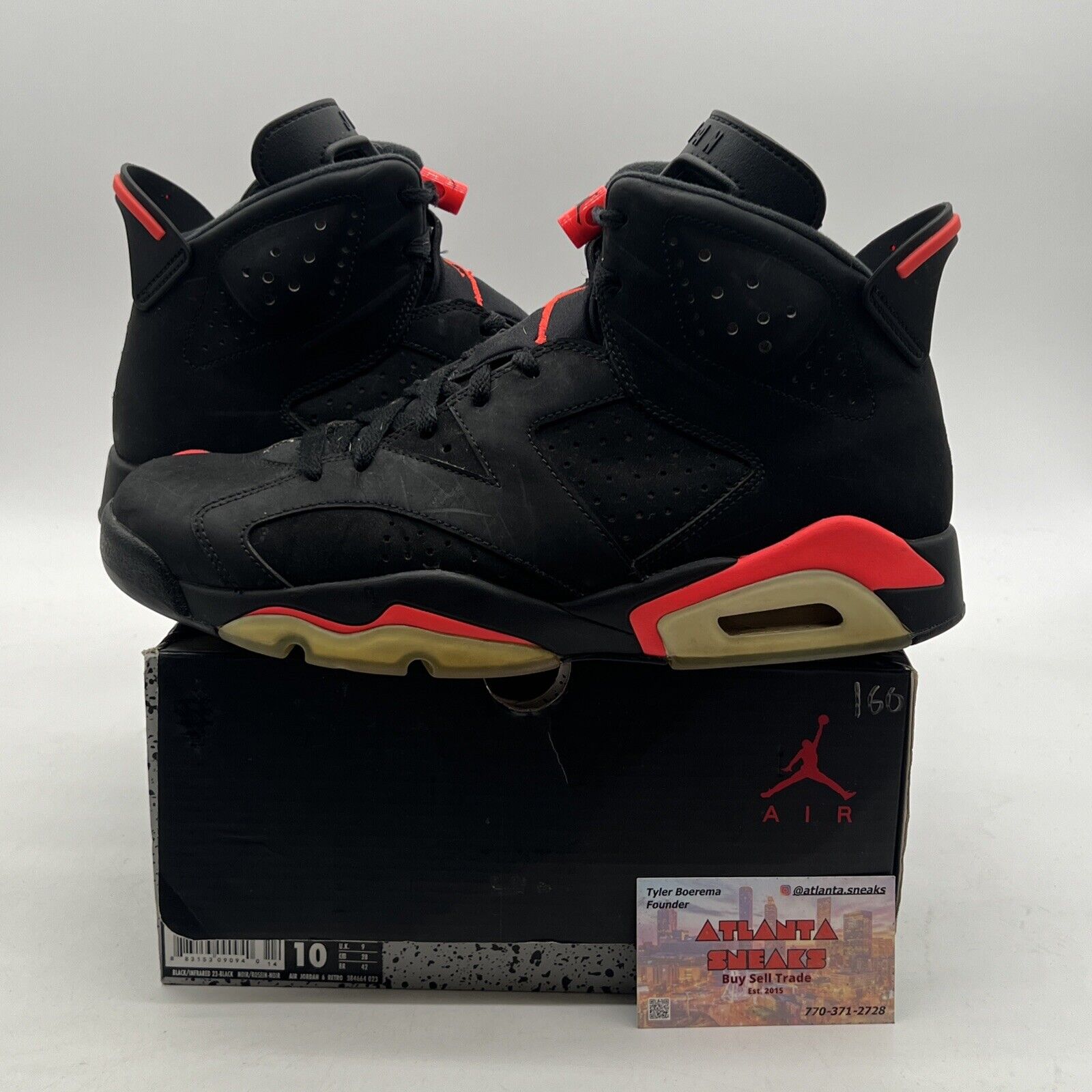 Size 10 - Air Jordan 6 Retro Infrared Black 2014 (384664-023)