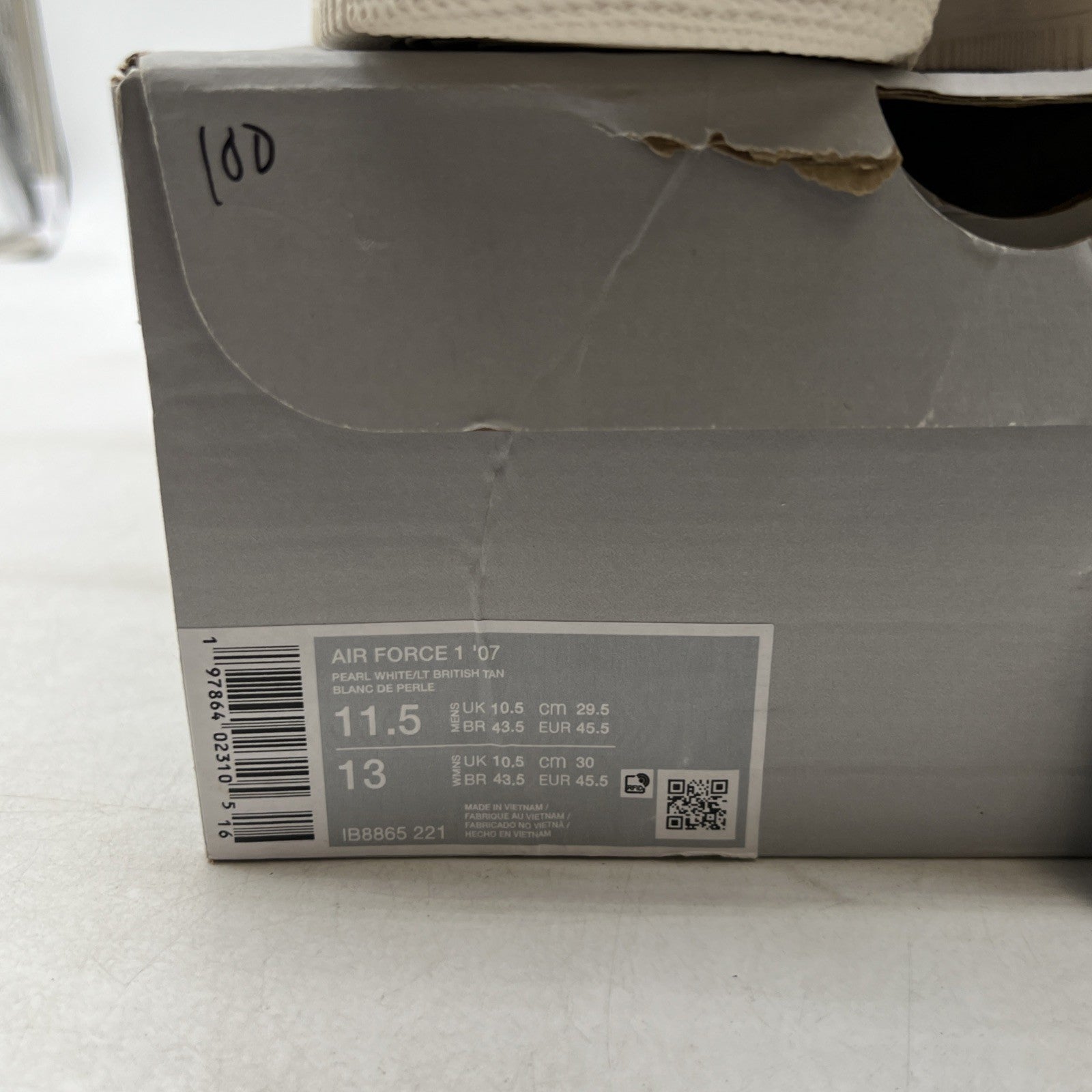 Size 11.5 - Nike Air Force 1 '07 Low Pearl White British Tan (IB8865-221)