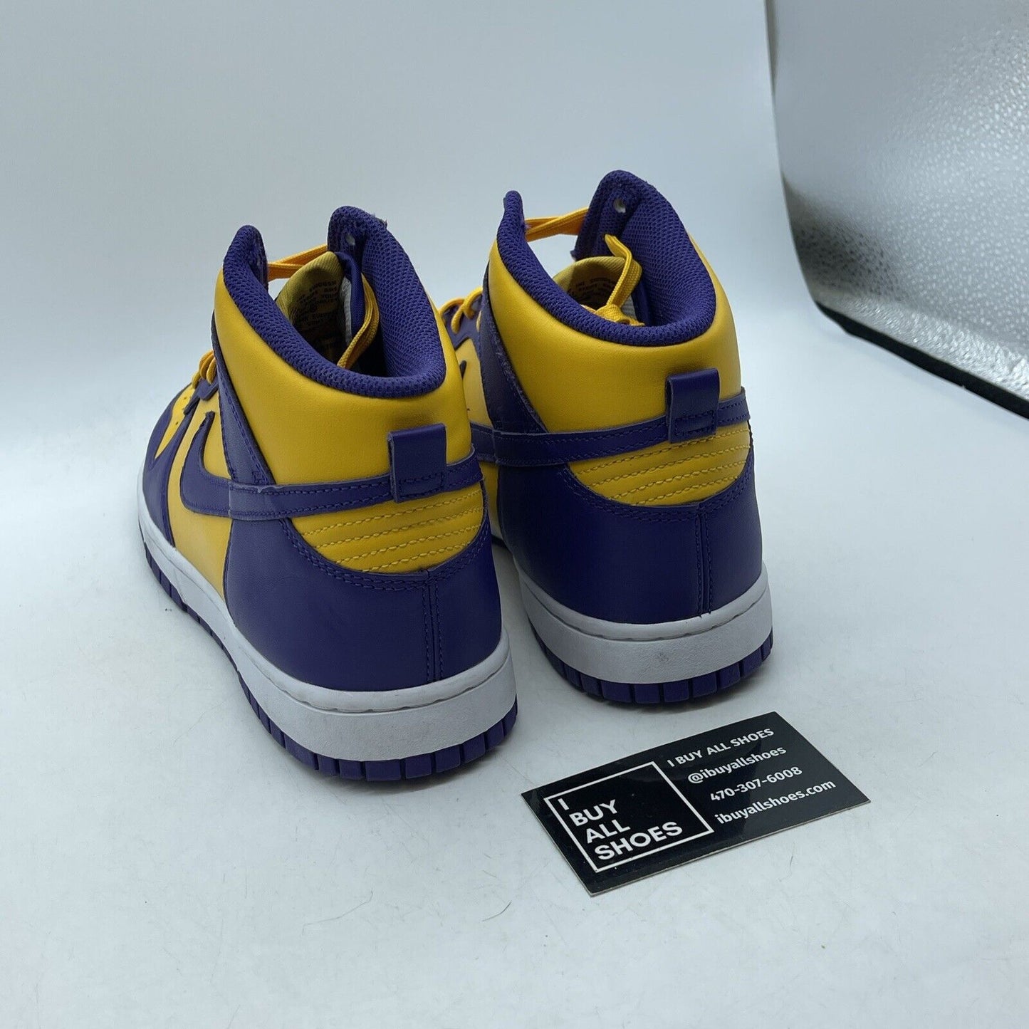 Size 9.5 - Nike Dunk High Lakers Yellow Purple White Leather (DD1399-500)