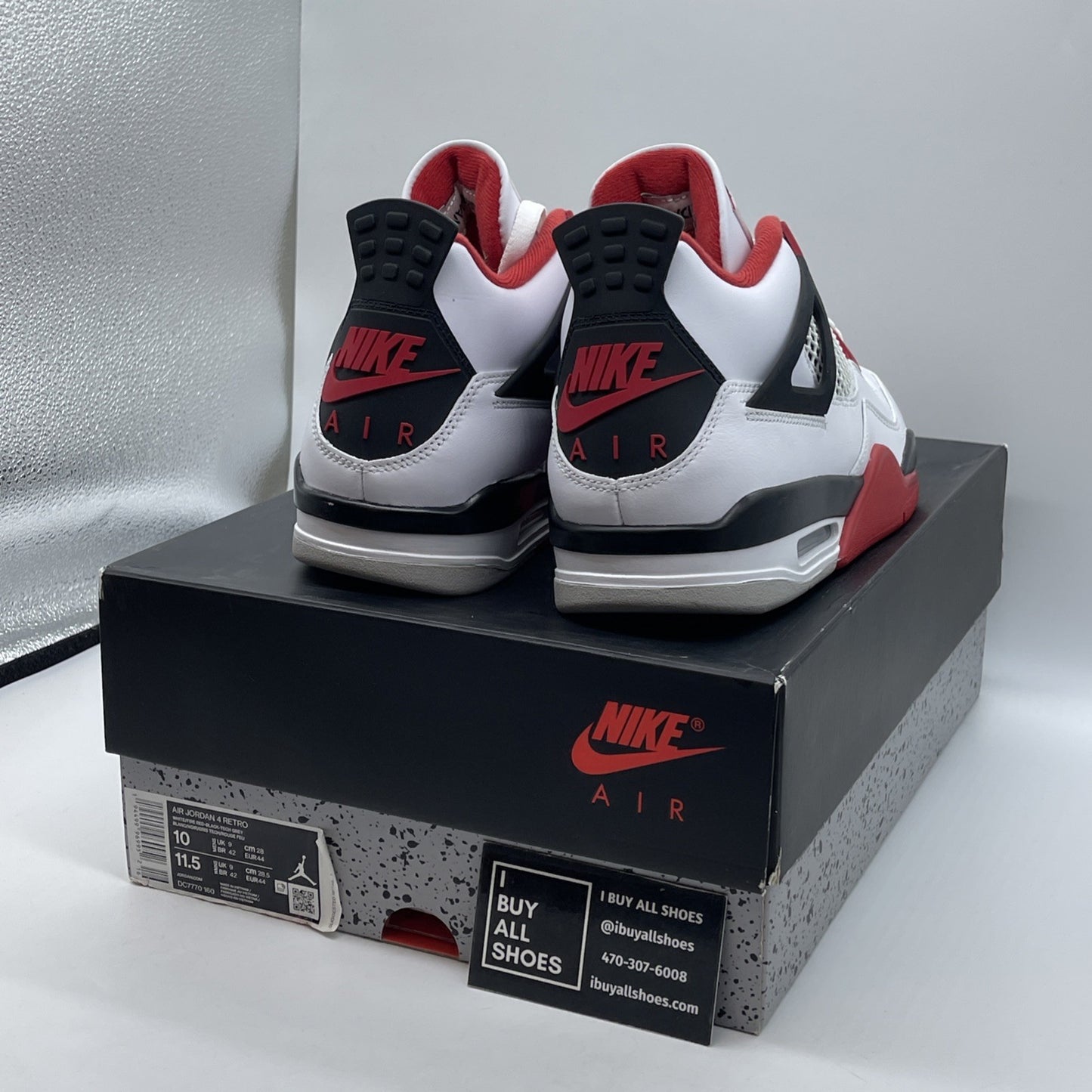 Size 10 - Jordan 4 Retro OG Mid Fire Red Black White Leather (DC7770-160)