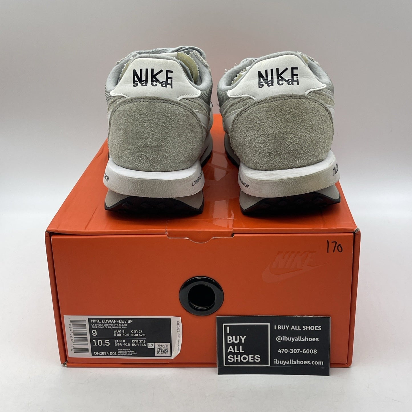 Size 9 - Nike LDV Waffle x Fragment Design x Sacai Gray Suede (DH2684-001)