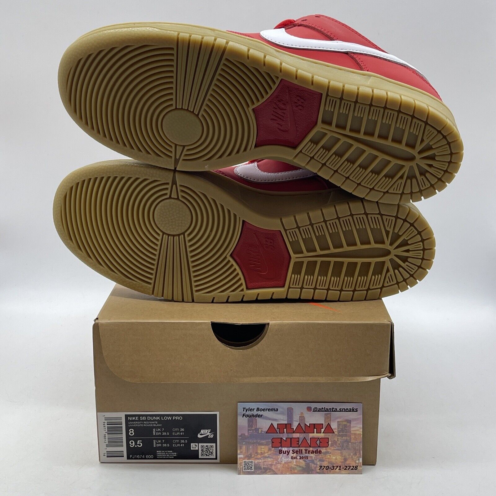 Size 8 - Nike SB Dunk Low Pro ISO Orange Label University Red Gum (FJ1674-600)