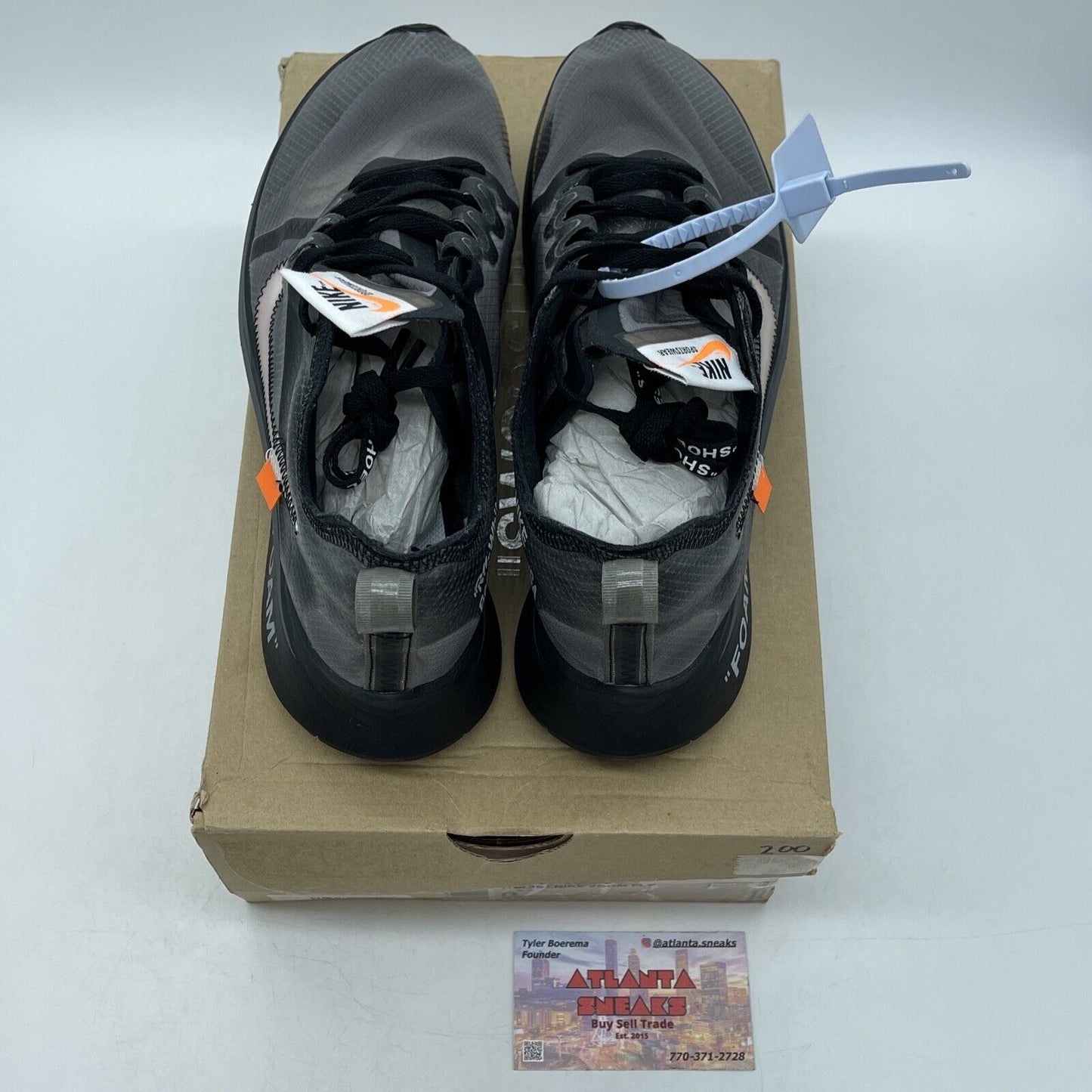 Size 8 - Nike Off-White x Zoom Fly SP Black White Orange (AJ4588-001)