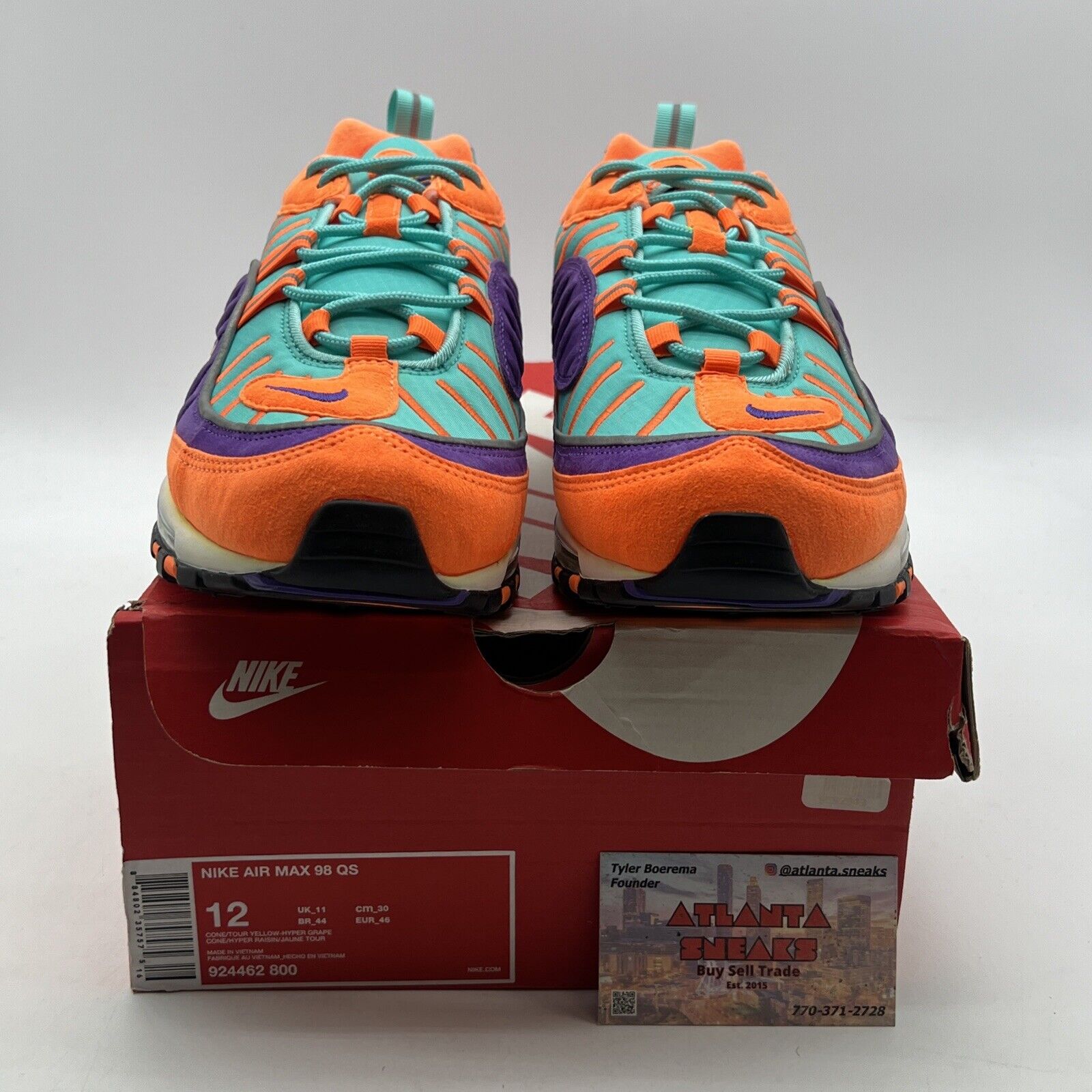 Size 12 - Nike Air Max 98 QS Cone (924462-800)