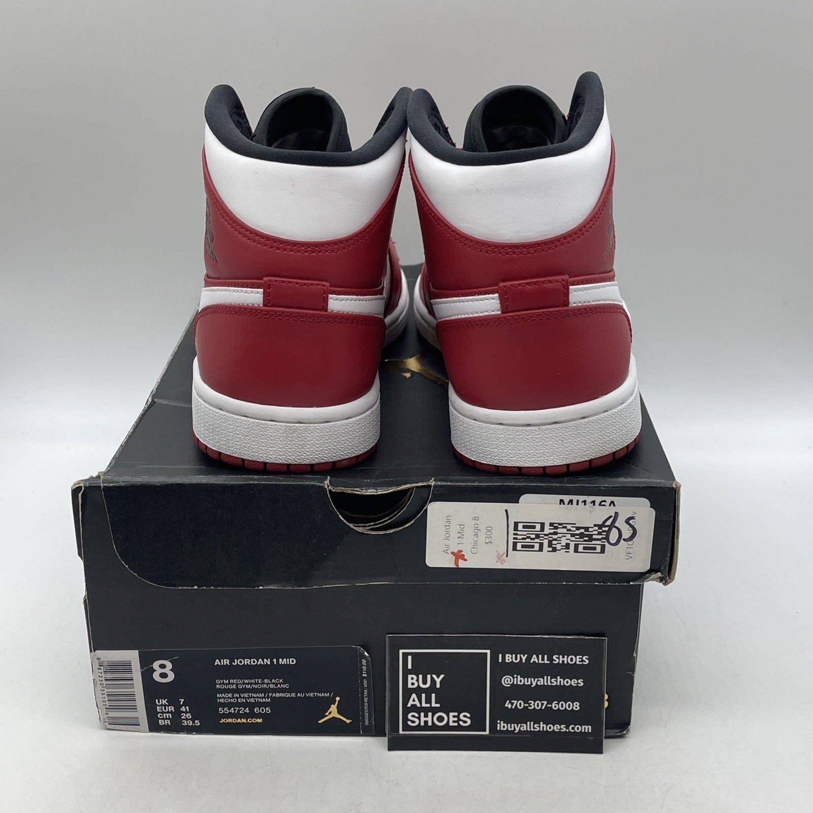 Size 8 - Air Jordan 1 Mid Gym Red (554724-605)