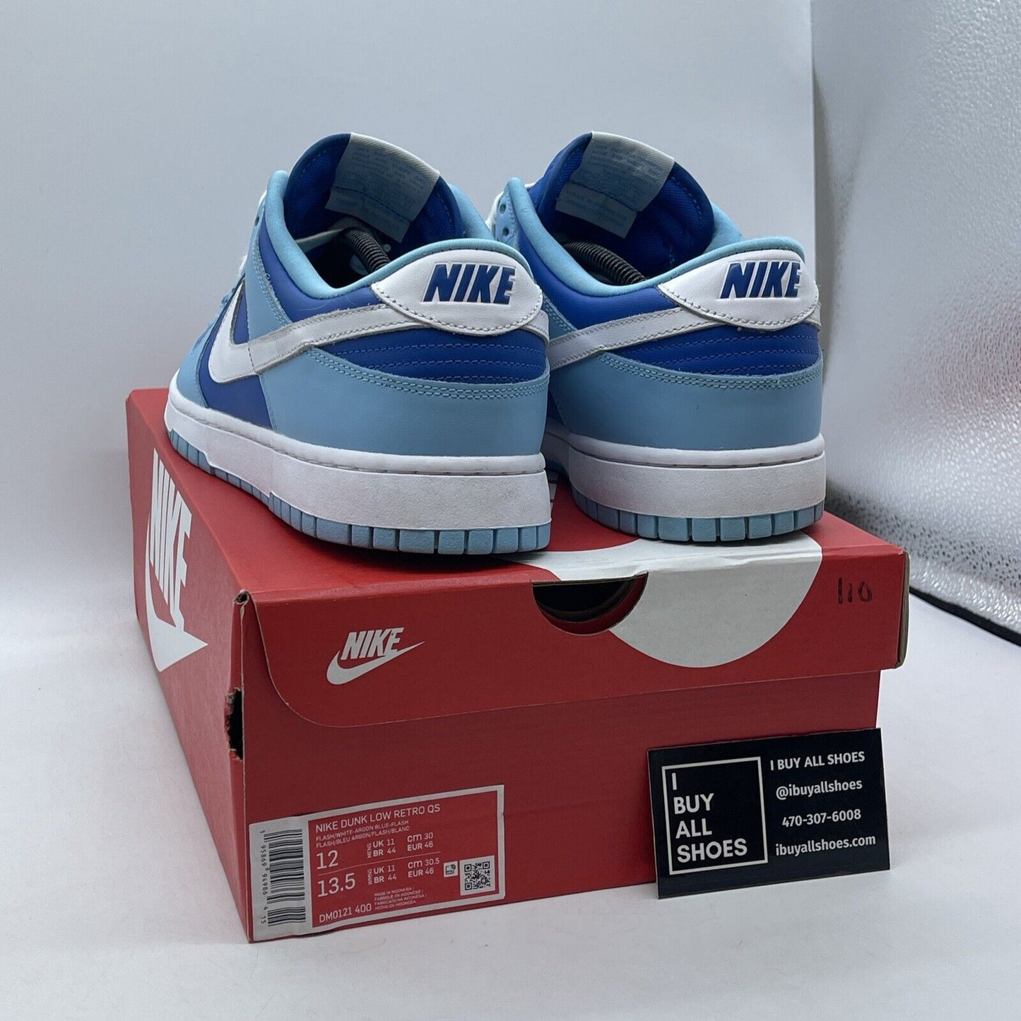 Size 12 - Nike Dunk Low Retro QS Argon Blue White Leather (DM0121-400)