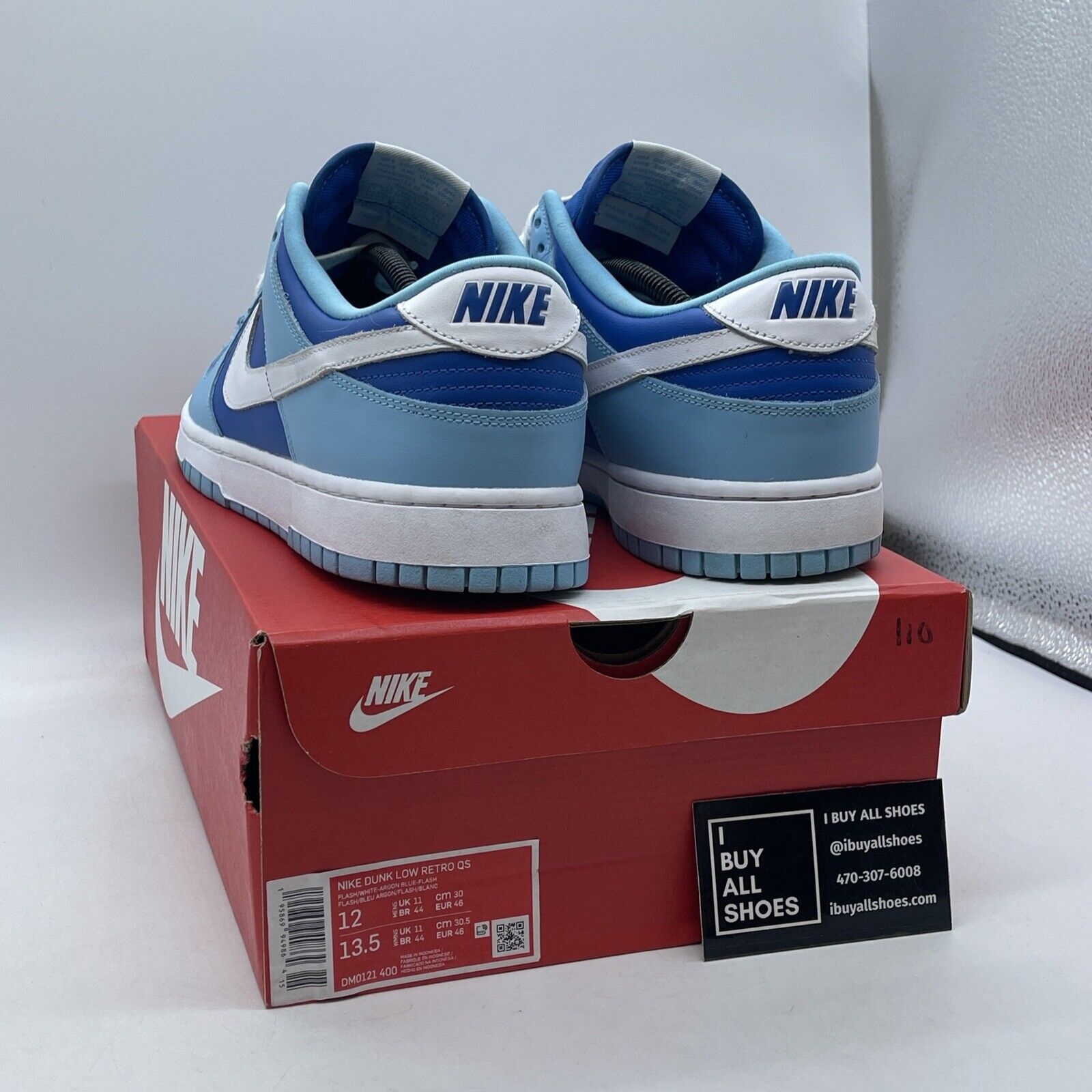 Size 12 - Nike Dunk Low Retro QS Argon Blue White Leather (DM0121-400)