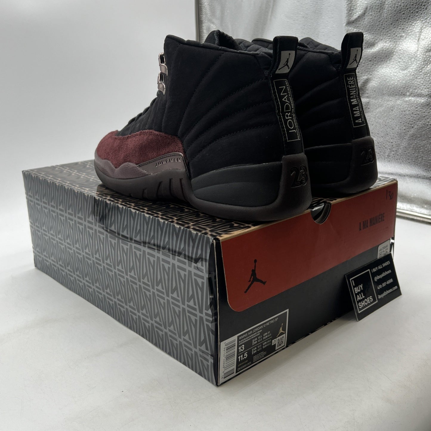 Size 13 - Air Jordan 12 Retro SP x A Ma Maniere Mid Black W (DV6989-001)