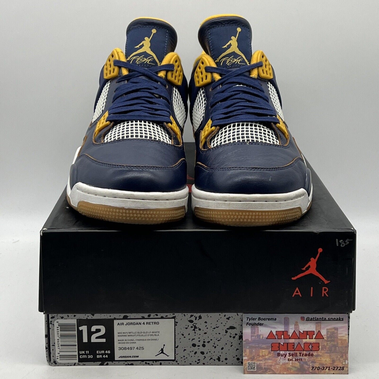 Size 12 - Air Jordan 4 Retro Dunk From Above Navy Yellow Gum Leather 308497-425